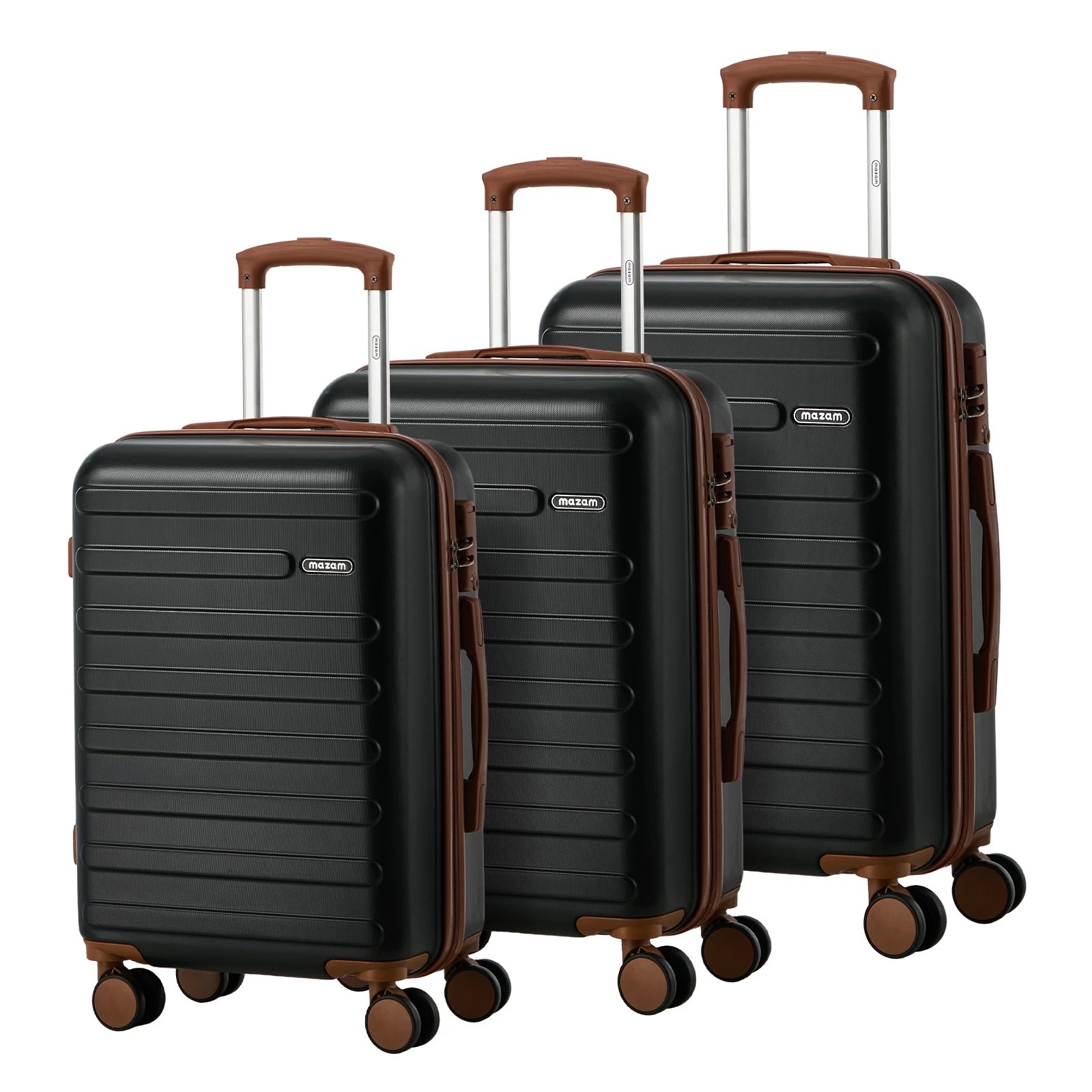 1 Mazam 3PCS Luggage Suitcase Trolley Set TSA Lock Hard Shell Case - Black, 1 of 10