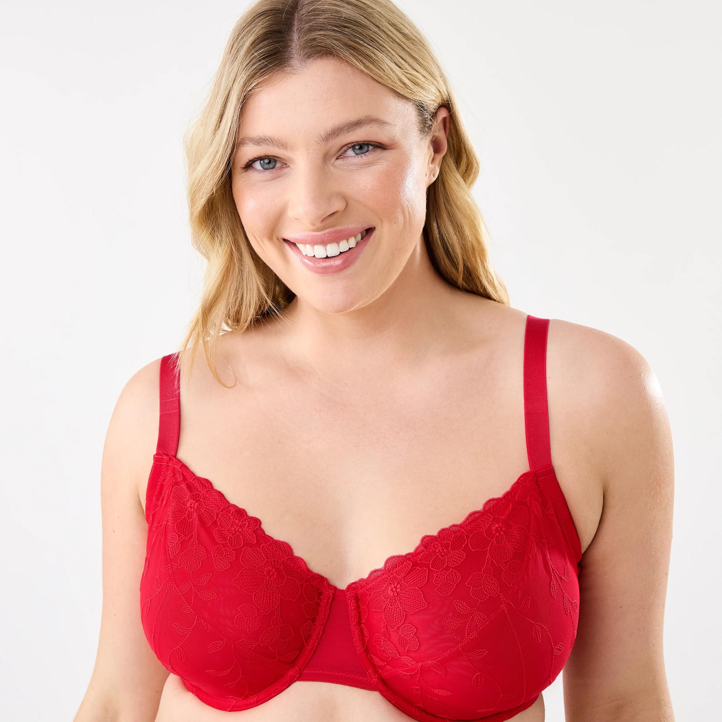 4 Full Figure Soft Cup Mesh Underwire Bra Strawberry, 4 of 6