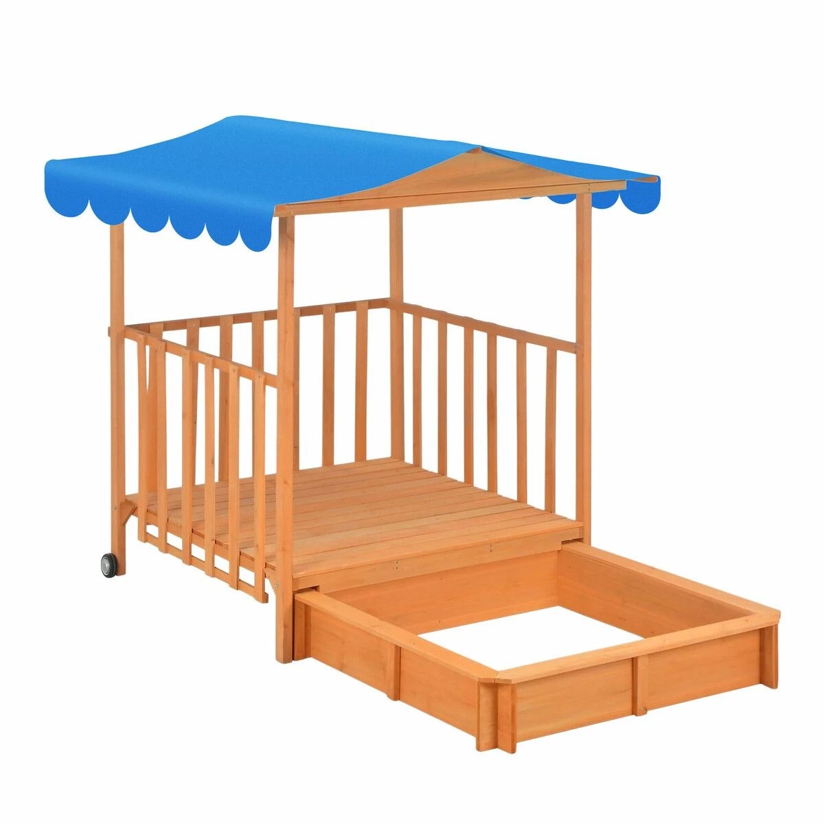 1 Kidbot Kids Playhouse Sand Pit Wooden Box Canopy, 1 of 3
