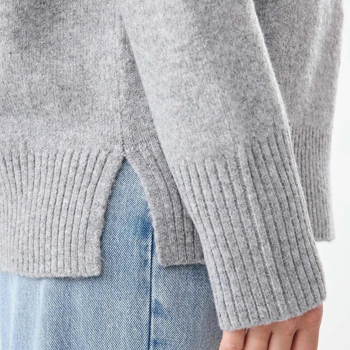 7 Funnel Split Hem Jumper Gry Chmrle, 7 of 7
