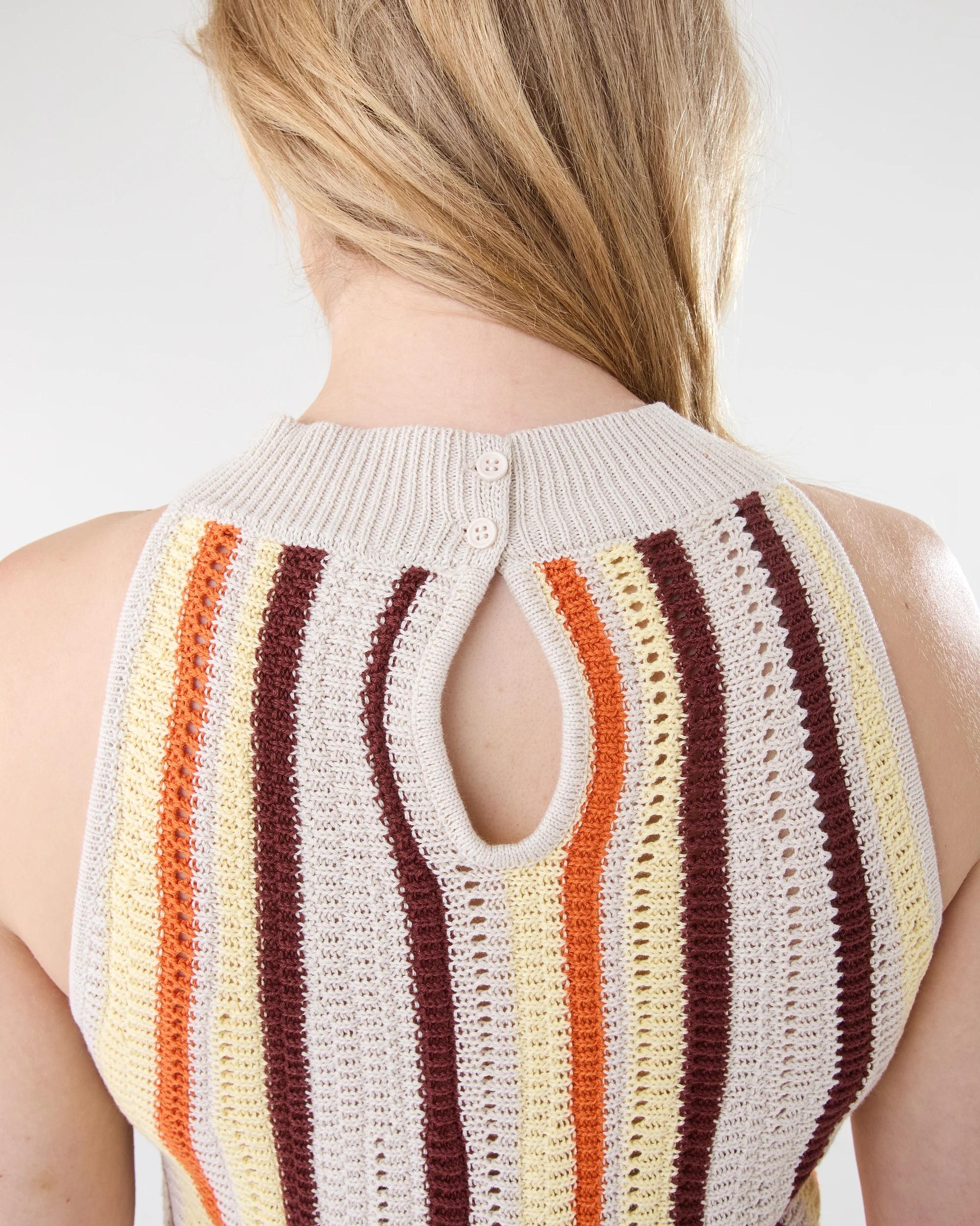 6 Sleeveless Crochet Mini Dress Multi Strp, 6 of 9