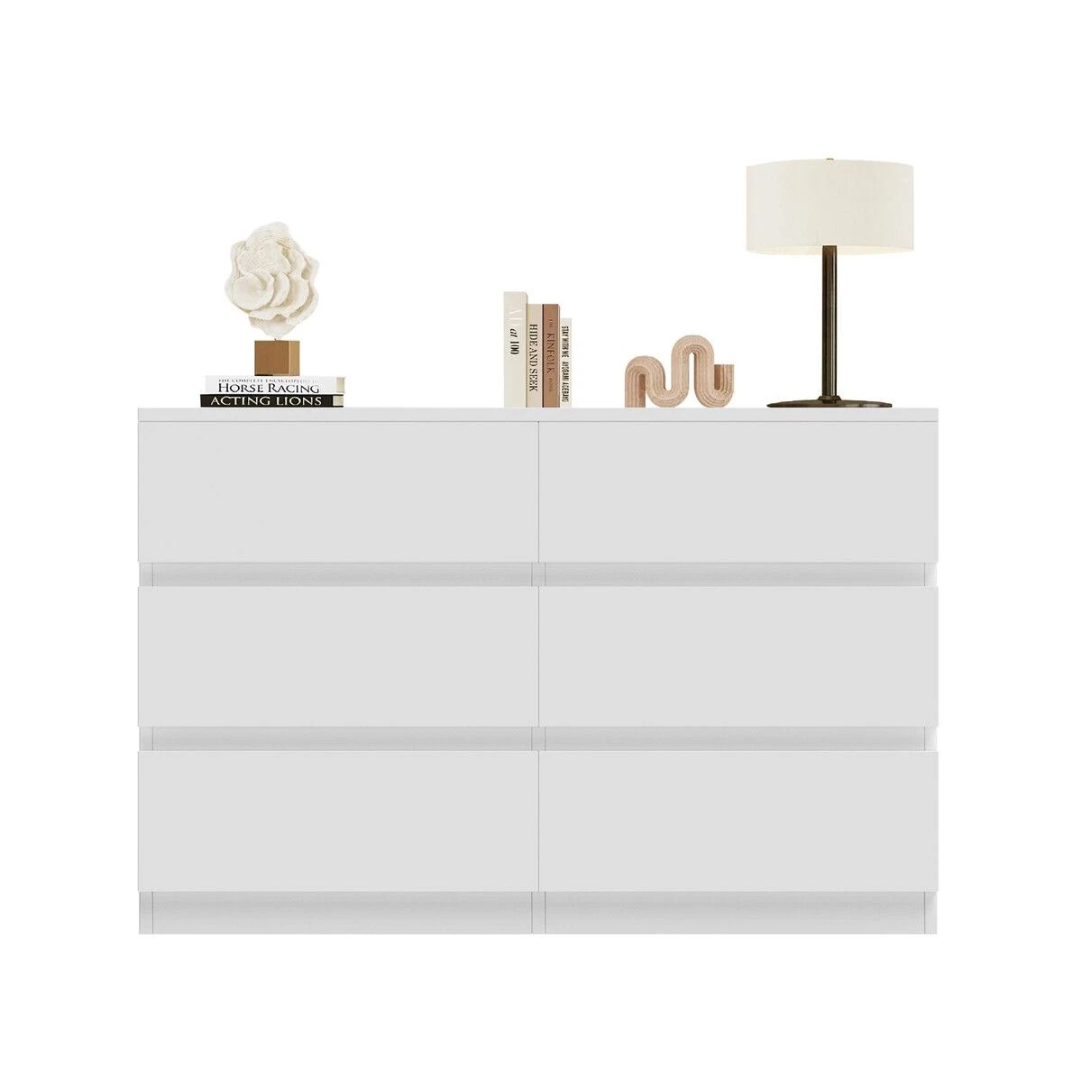 7 AUSWAY 6 Chest of Drawers White Dresser 120cm Storage Cabinet Wide Top Surface Bedroom Hallway Organiser, 7 of 7