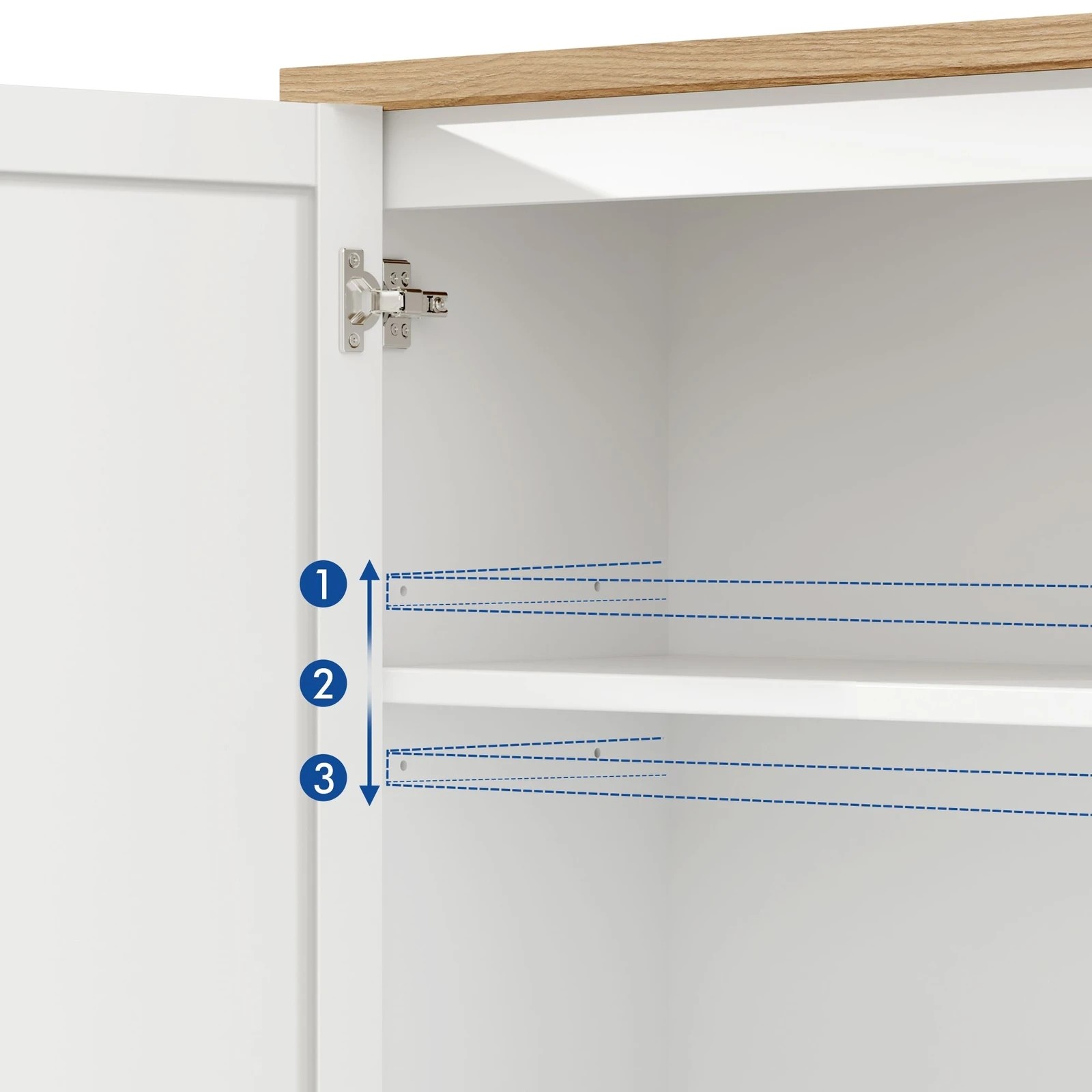 5 Alfordson Buffet Sideboard Cupboard Storage Cabinet Kitchen Hallway Doors - White, 5 of 10