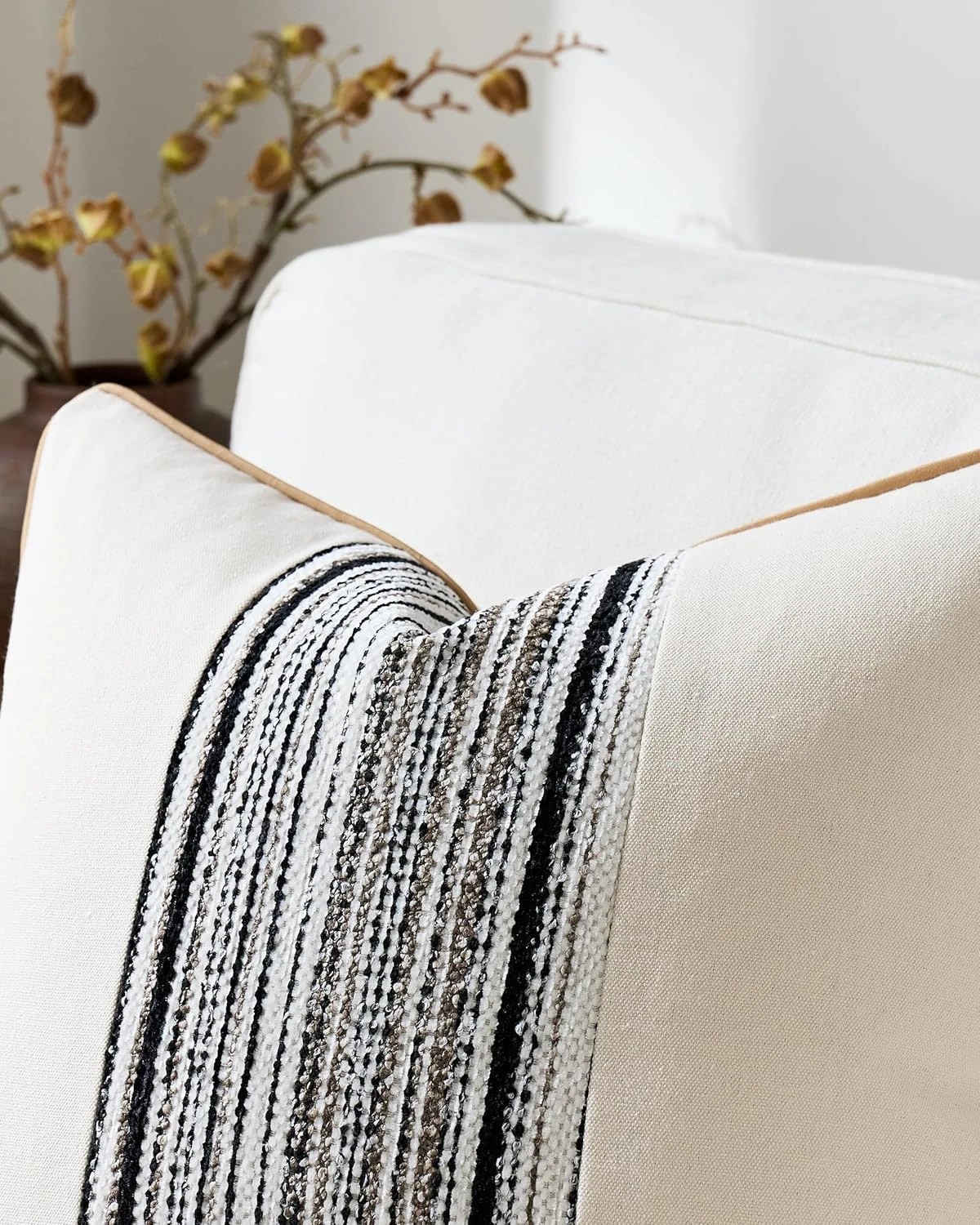 2 Gioia Casa 2-Pack Wabi Stripe Cushion Covers 30cm x 50cm - Black, 2 of 3