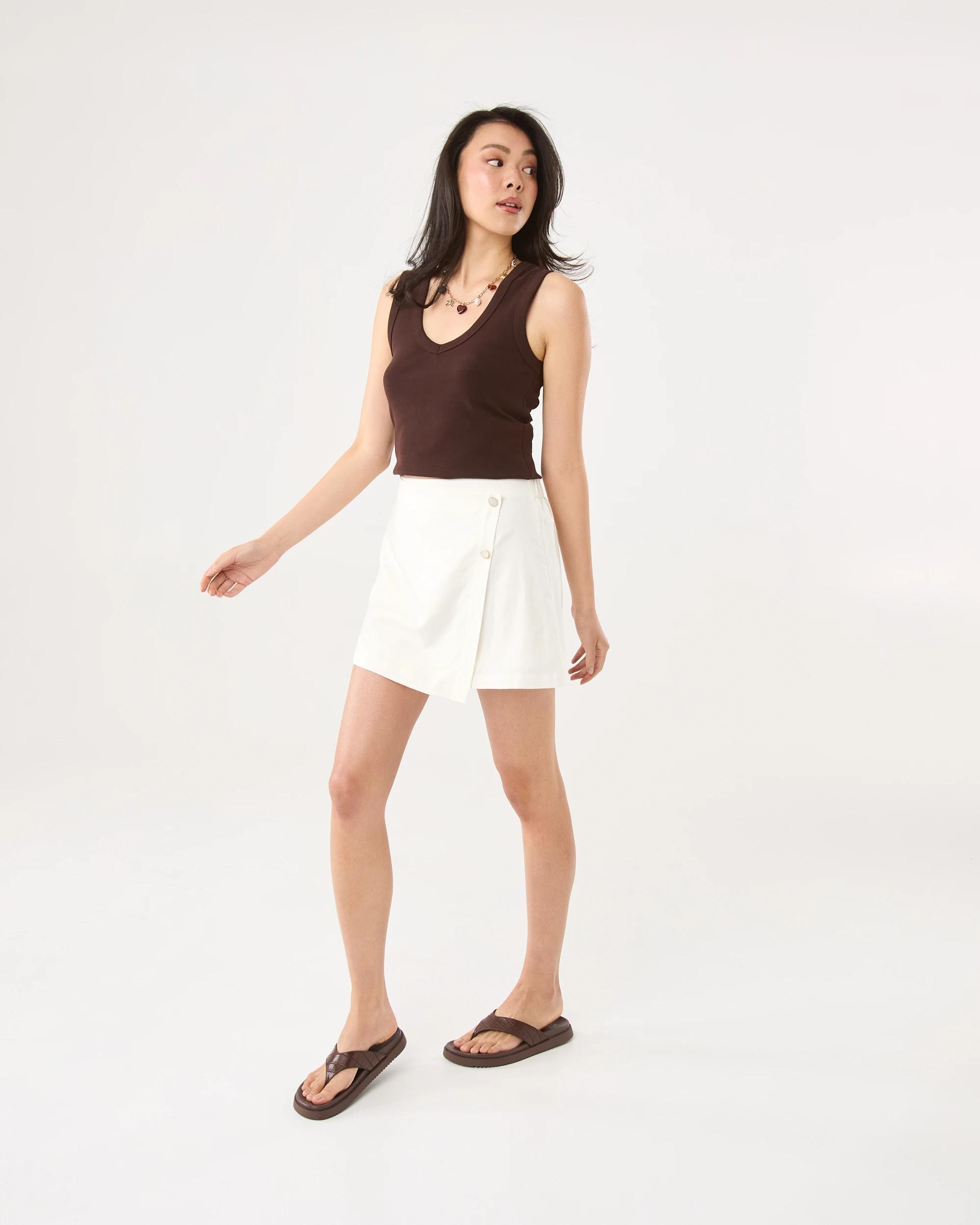 3 Button Wrap Mini Skort Cld White, 3 of 6