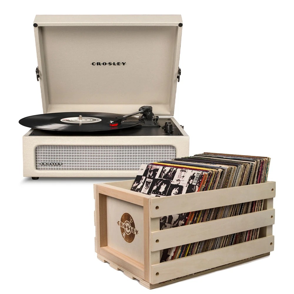 1 Crosley Voyager Dune - Bluetooth Portable Turntable  & Record Storage Crate, 1 of 4