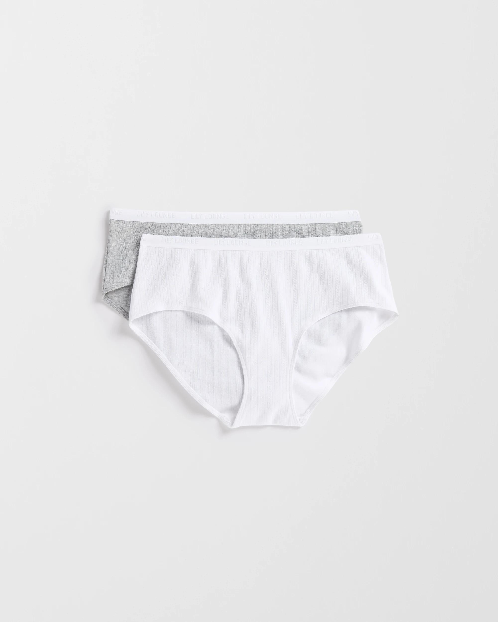 1 Lily Loves Australian Cotton 2 Pack Pointelle Boyleg Briefs WHITE, 1 of 6