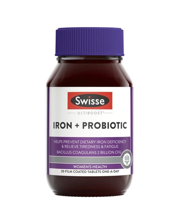 Swisse 30pc Ultiboost Iron Probiotic Dietary Supplement Tablets Support