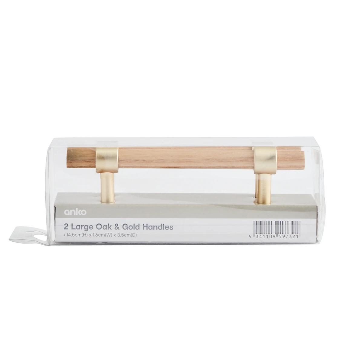 6 2 Pack Large Oak and Gold Look Handles, 6 of 6