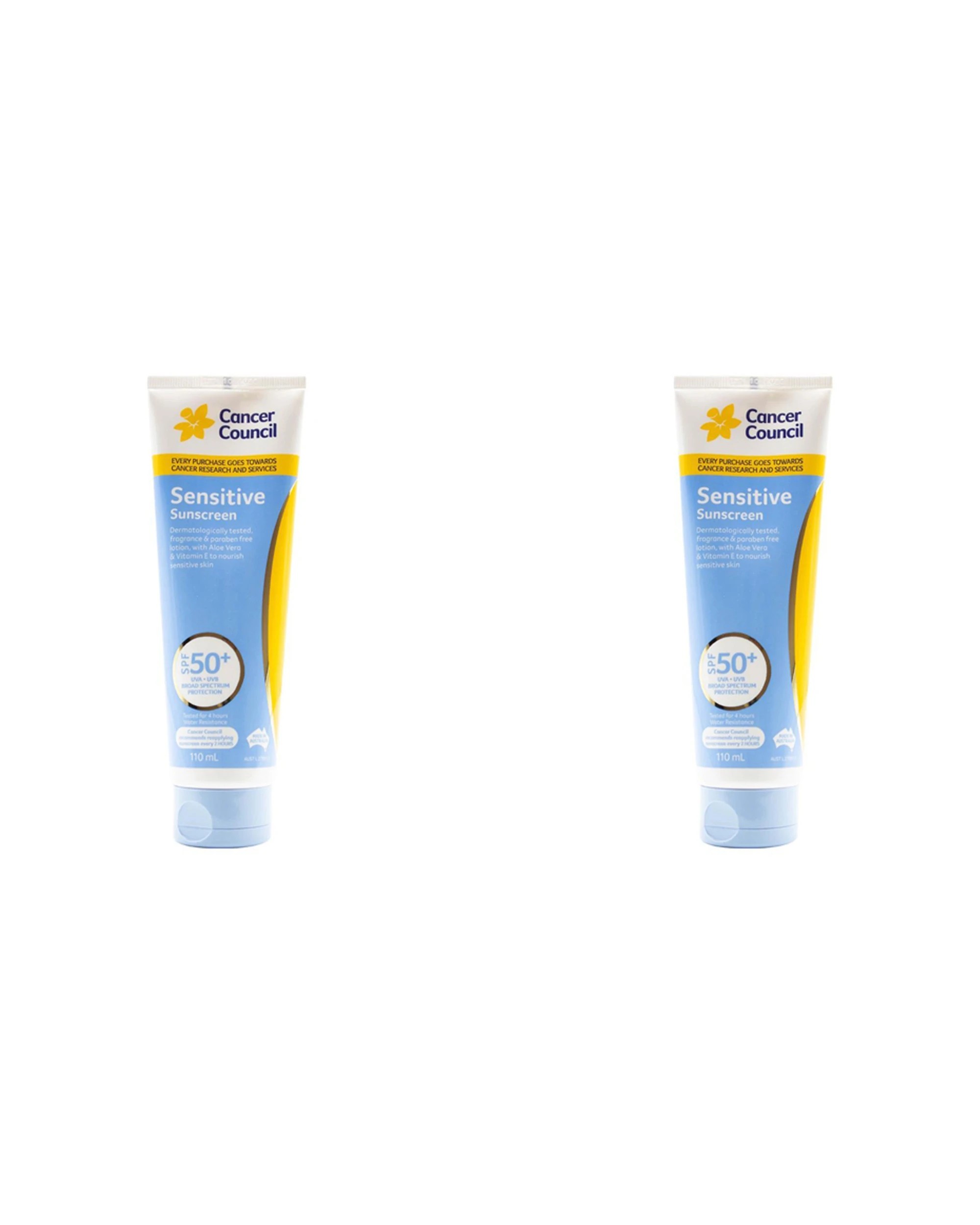 1 Cancer Council 2PK Sensitive Sunscreen SPF 50+ Body Lotion 110ml - Multi, 1 of 3