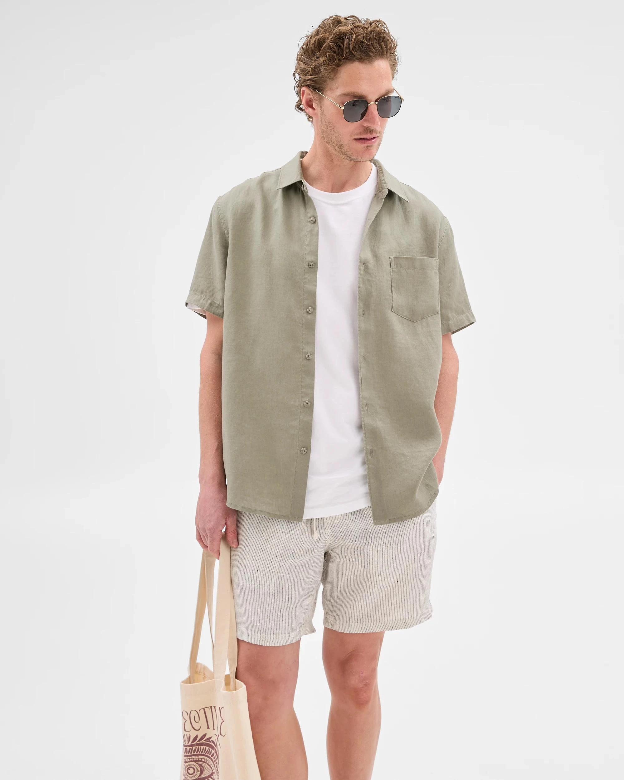 2 Target Man European Linen Short Sleeve Shirt KHAKI, 2 of 5