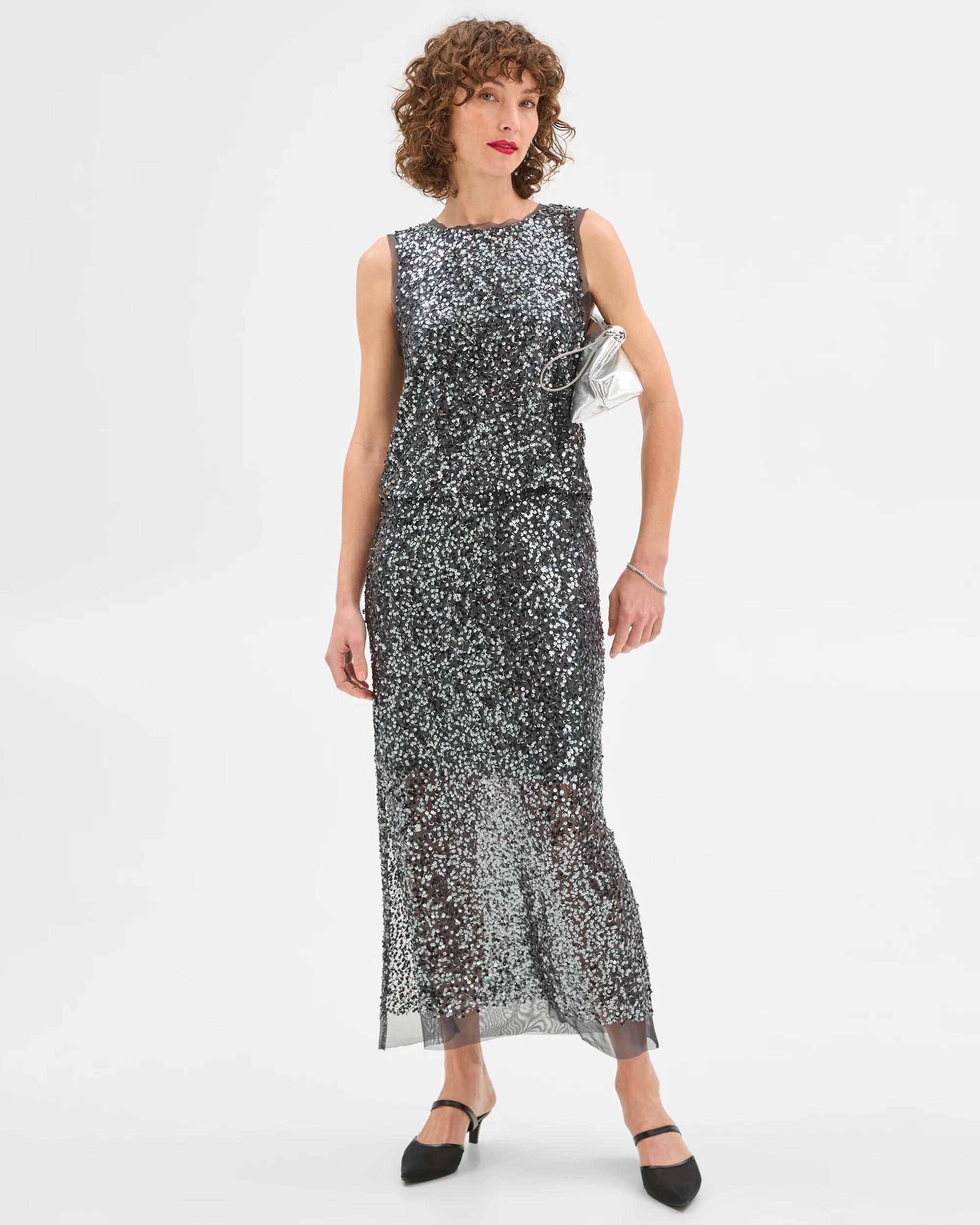 5 Sequin Pencil Skirt - Preview GUNMETAL, 5 of 10