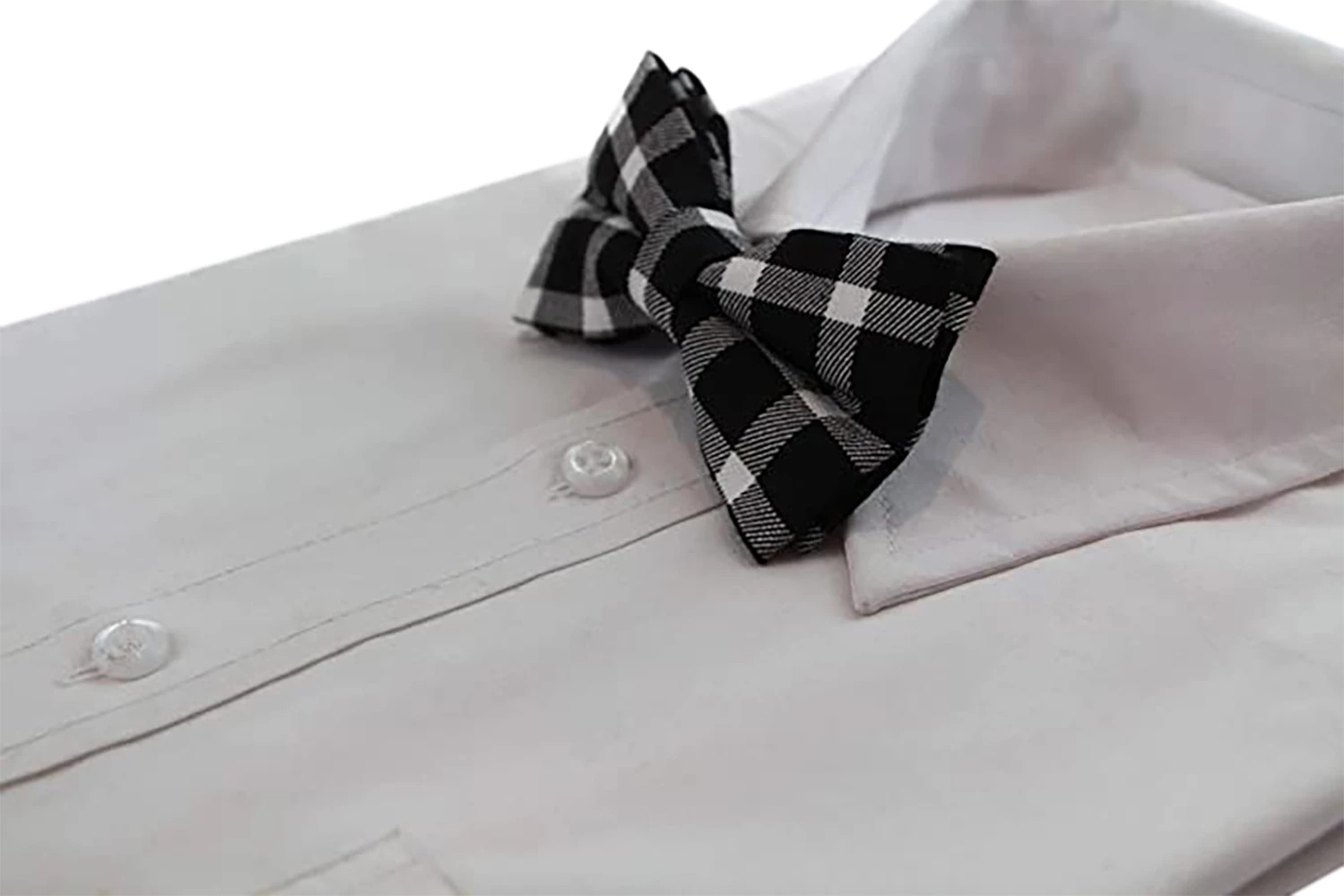 4 Zasel Mens Black & White Thick Plaid Double Layered Cotton Checkered Bow Tie - Multi, 4 of 4