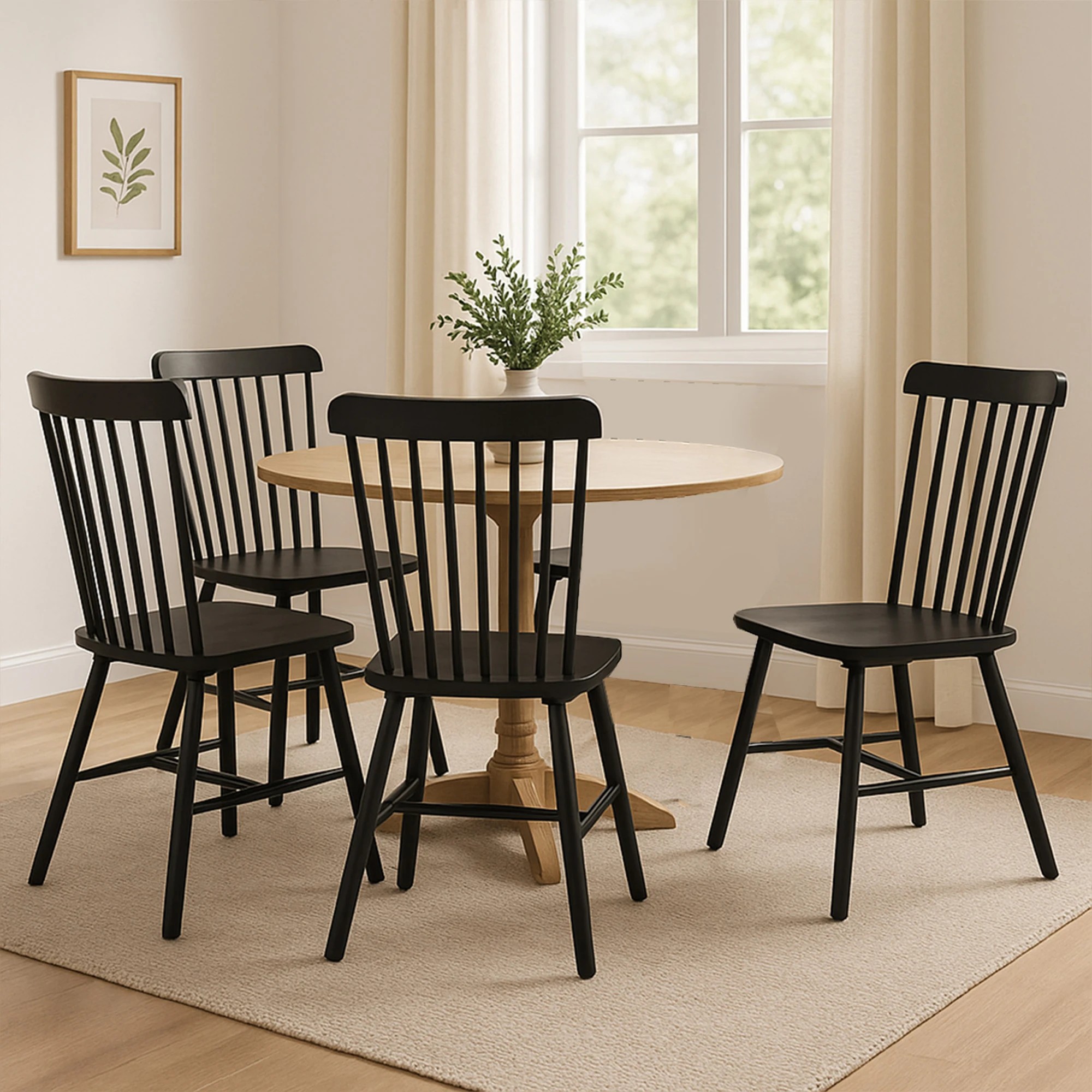 8 Levede 4Pcs Replica Windsor Spindle Dining Chair - Black, 8 of 10