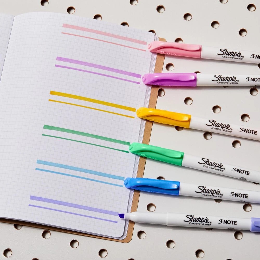 7 Sharpie S-Note Creative Marker Highlighters Assorted 6 Pack, 7 of 8