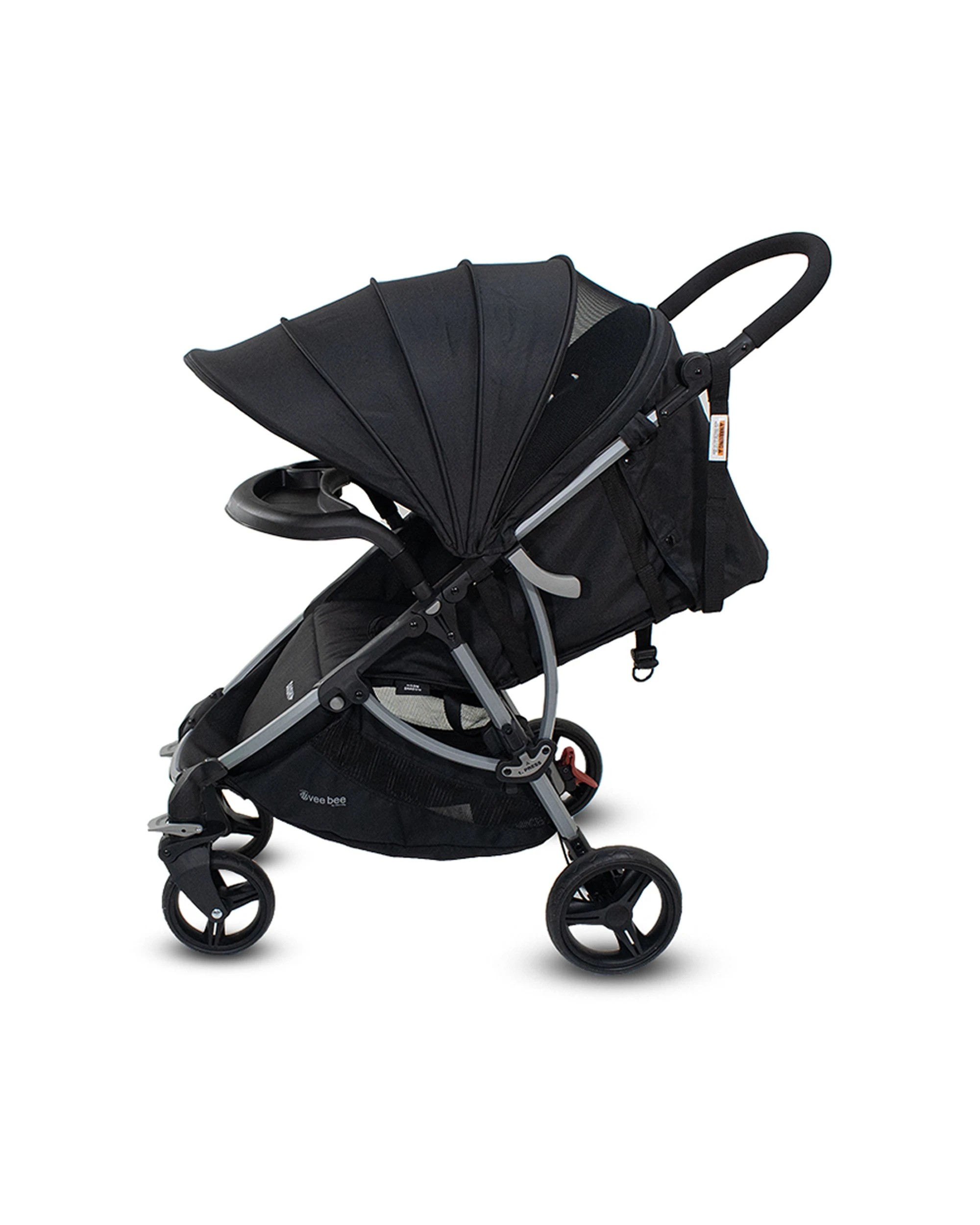 6 Vee Bee Dash Pram Foldable Reclining Baby Stroller With Tray Moon Shadow Colour
 - Black, 6 of 9