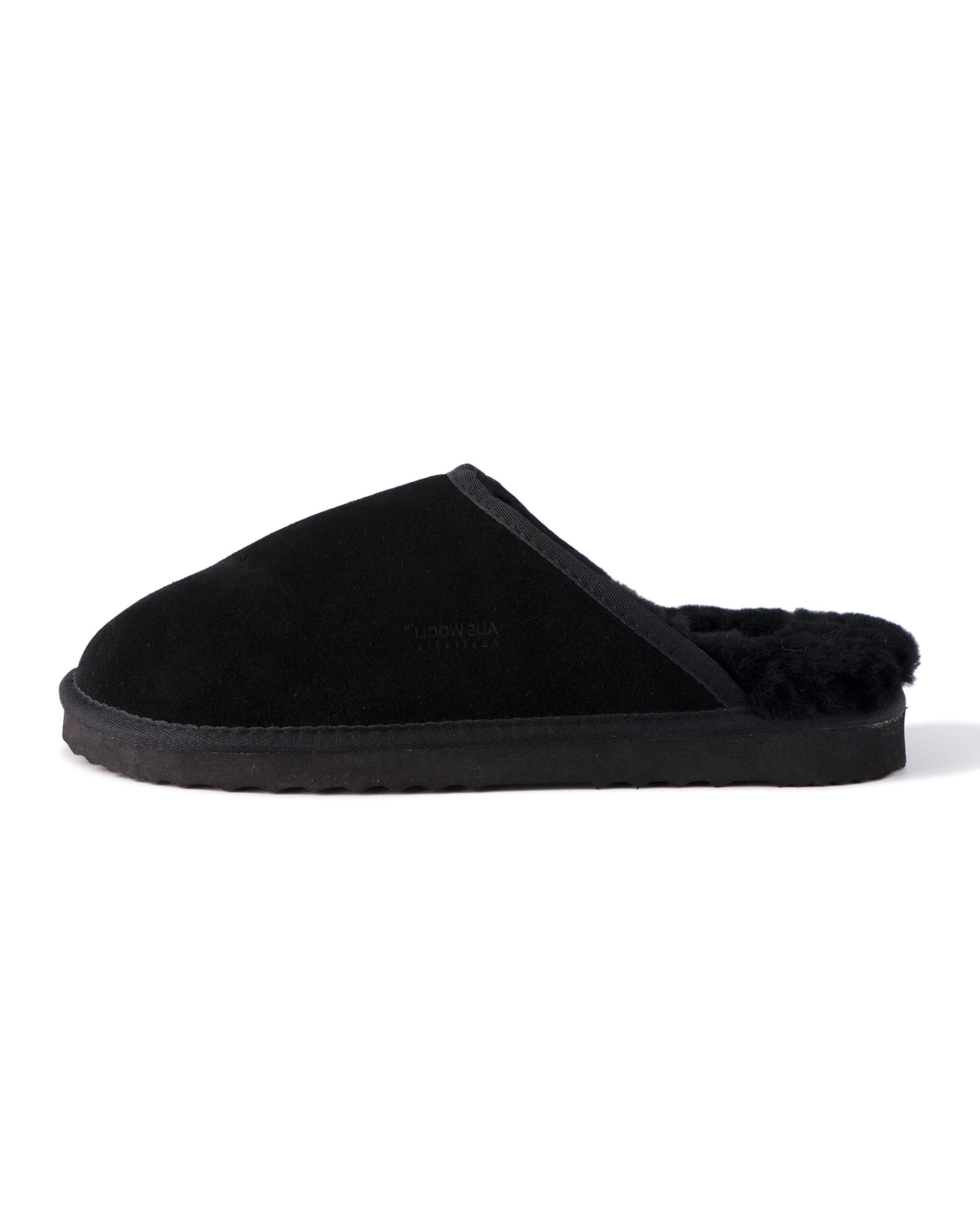 3 AUS WOOLI Sheepskin Wool Manly Slippers BLACK, 3 of 5
