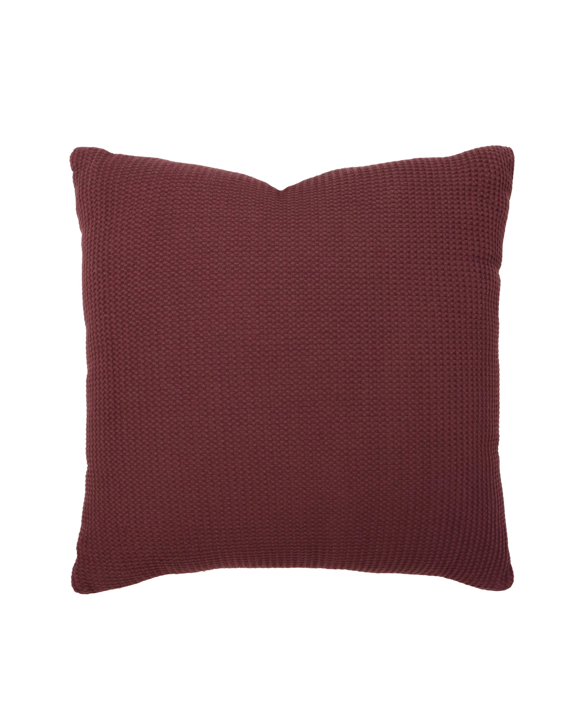 1 Bambury Milo Cotton Soft Waffle Textured Square Cushion Sangria - Red, 1 of 5