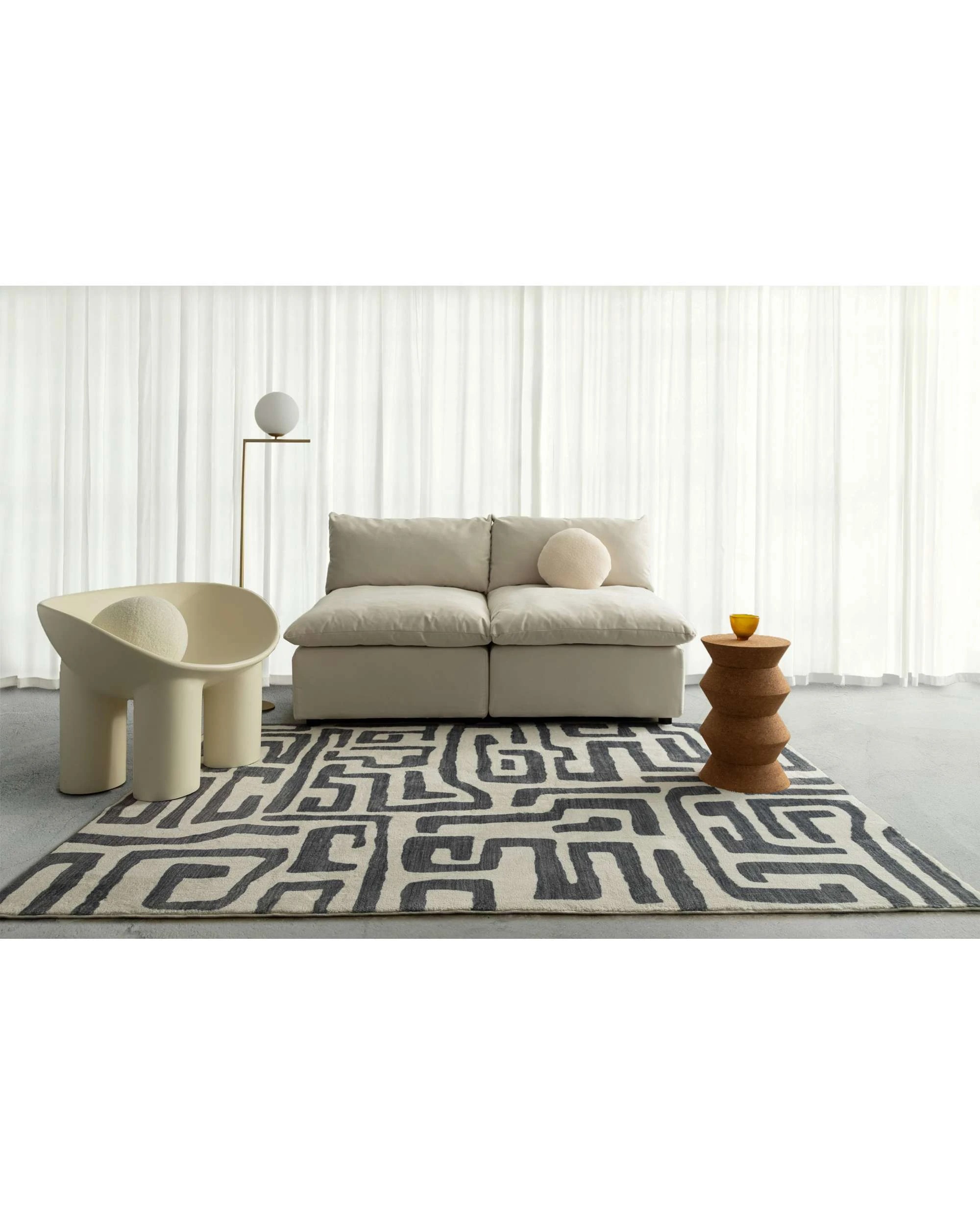 2 Loopsie Walvis Aztec Washable Rug-180cm x 120cm - White, 2 of 6