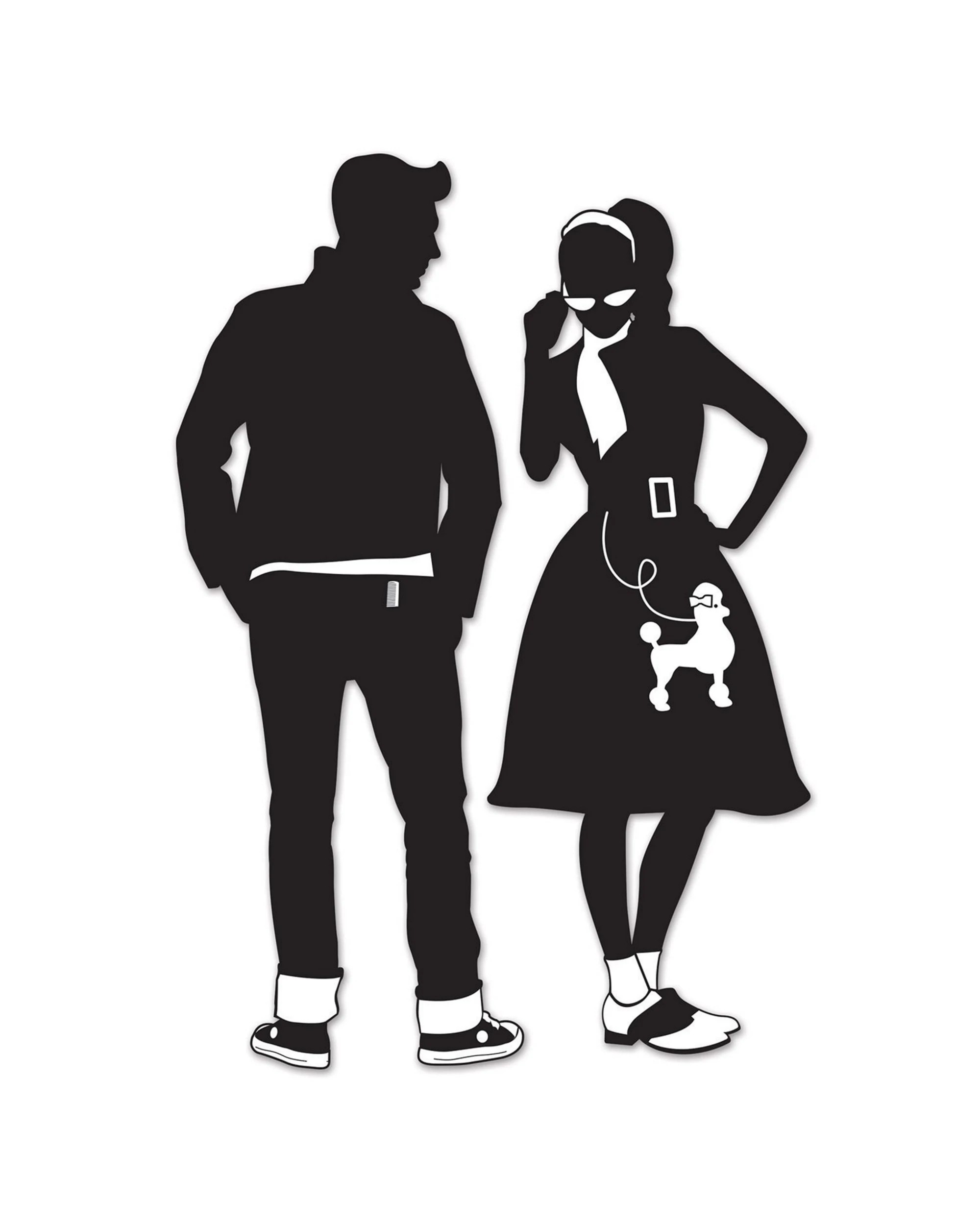 1 Beistle Large 50's Silhouettes Cardboard Cutouts Set of 2 - Black, 1 of 1
