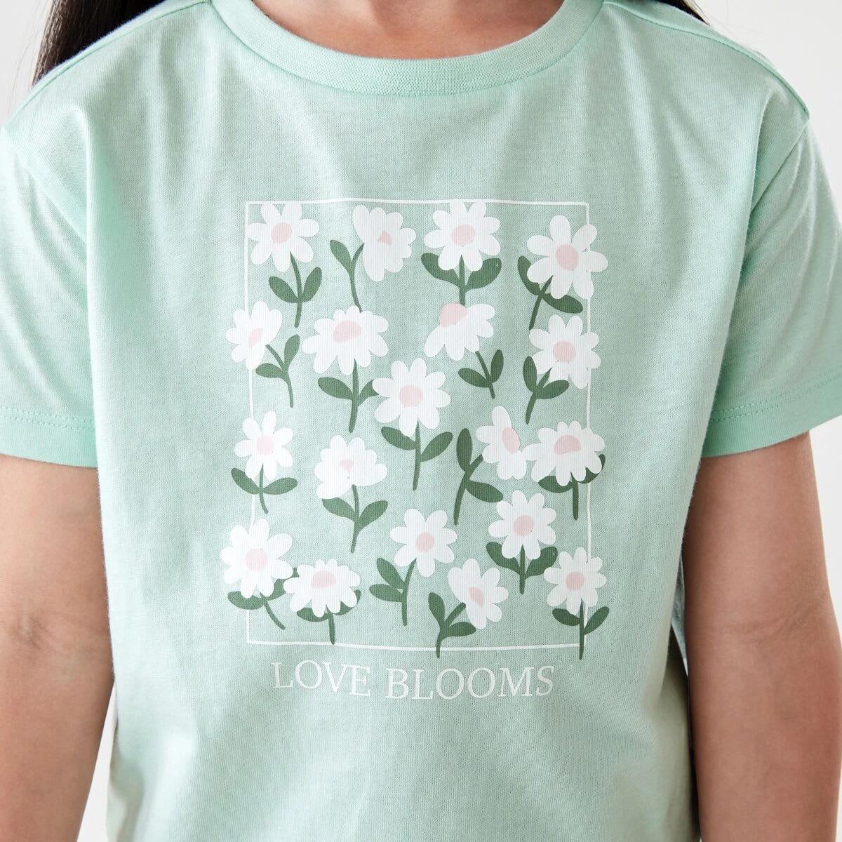 4 Printed T-shirt LOVE BLOOMS DAISY SOFT JADE, 4 of 6