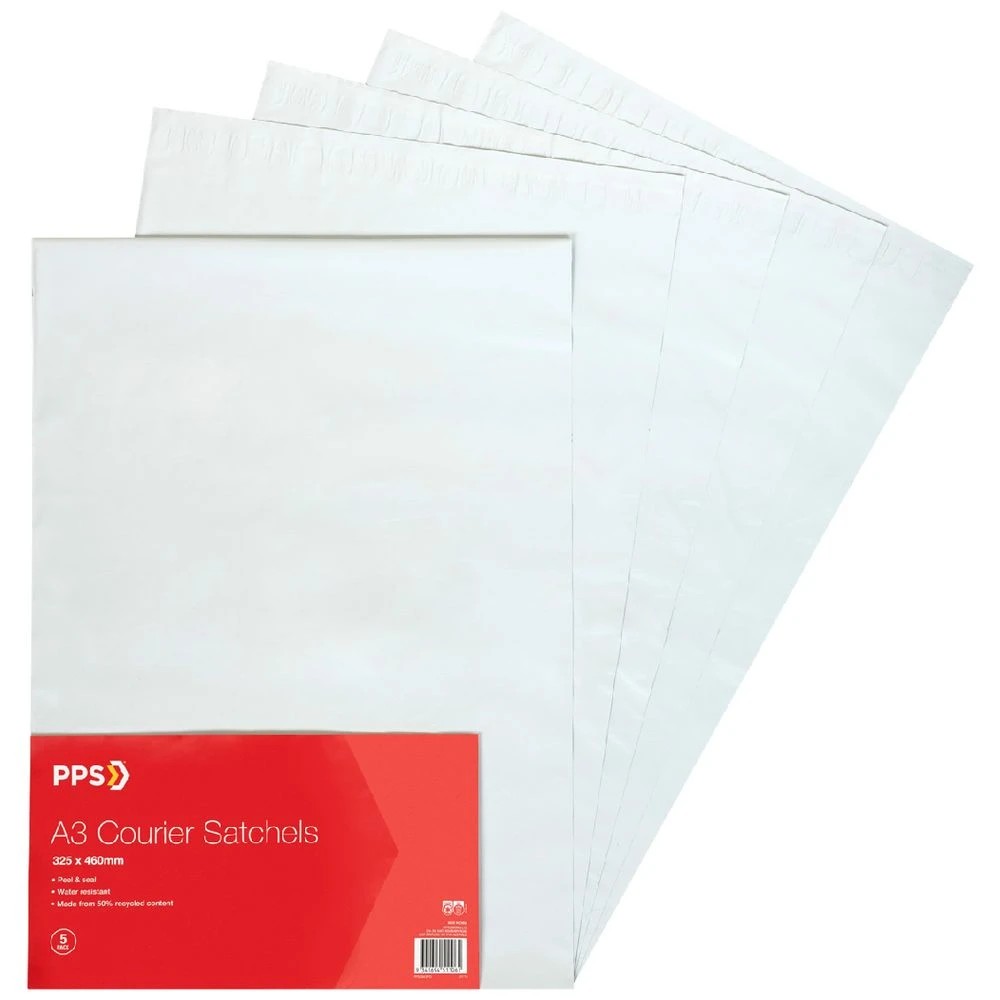 1 PPS Courier Bag A3 325 x 460mm 5 Pack, 1 of 3