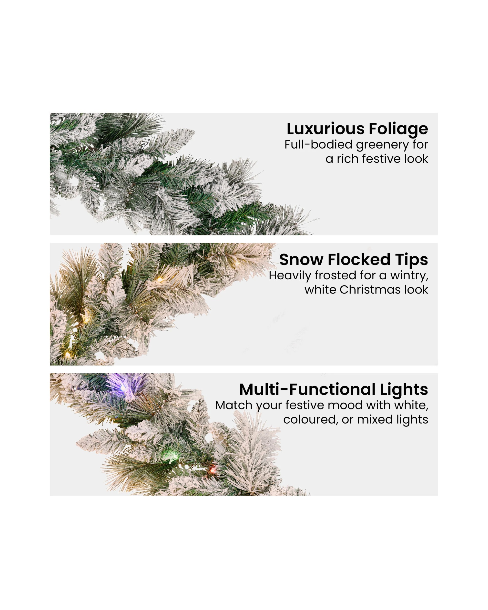 6 Christabelle 2.7m Snowy Christmas Garland Dorset Pine Pre-lit With Multi-function Led Lights Door Decoration, 6 of 7