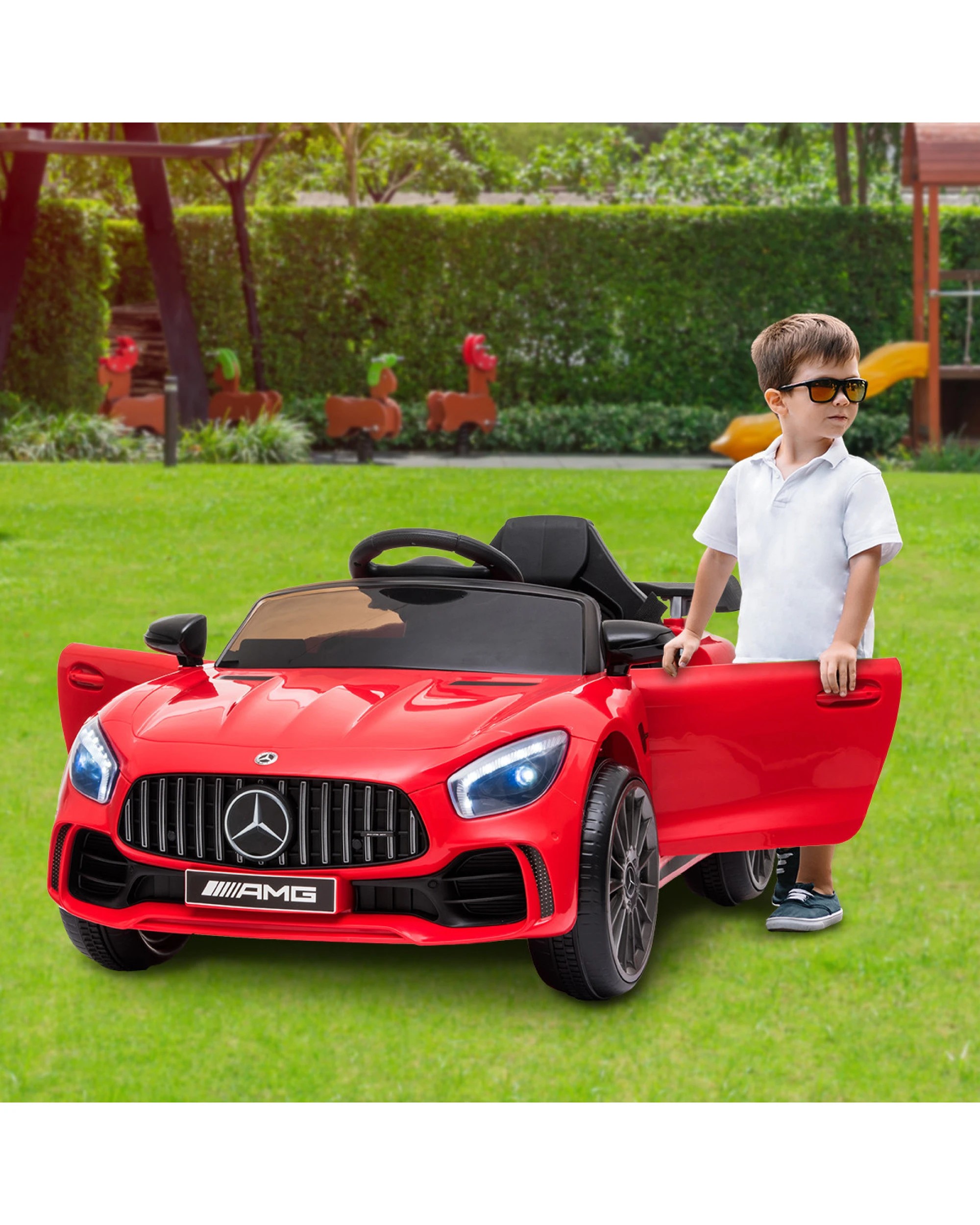 4 Kahuna Mercedes-AMG GTR Licensed Kids Electric Ride-On Car Remote Control Red - Red, 4 of 7