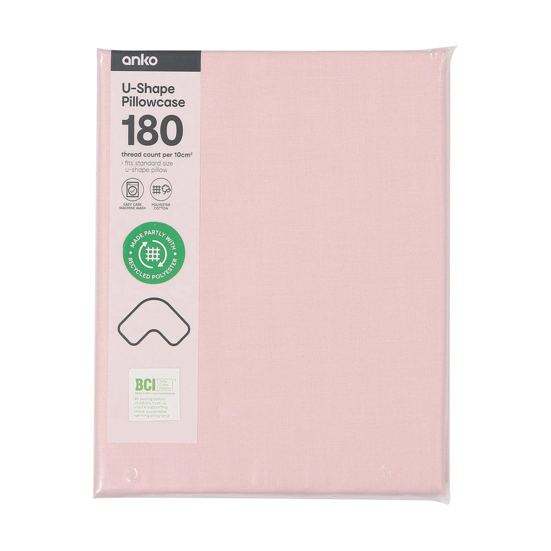 5 180 Thread Count U-Shape Pillowcase - Pink, 5 of 5