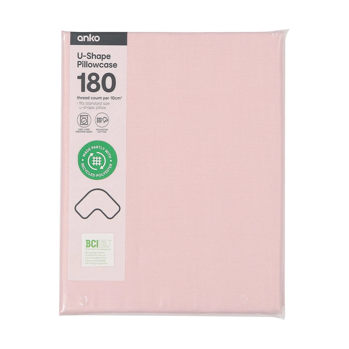 5 180 Thread Count U-Shape Pillowcase - Pink, 5 of 5