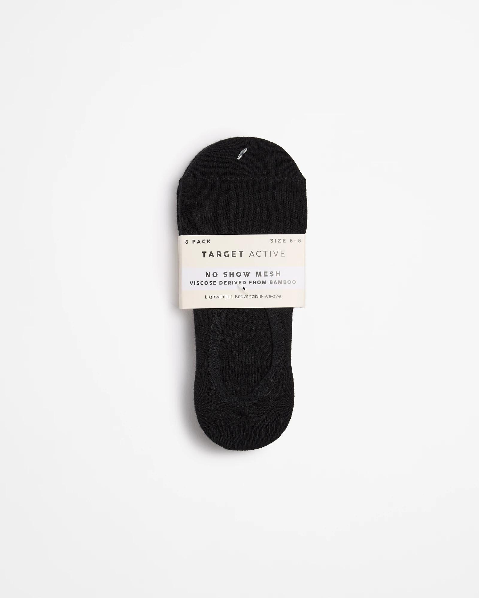 3 Target Active Bamboo 3 Pack No Show Mesh Socks BLACK, 3 of 3