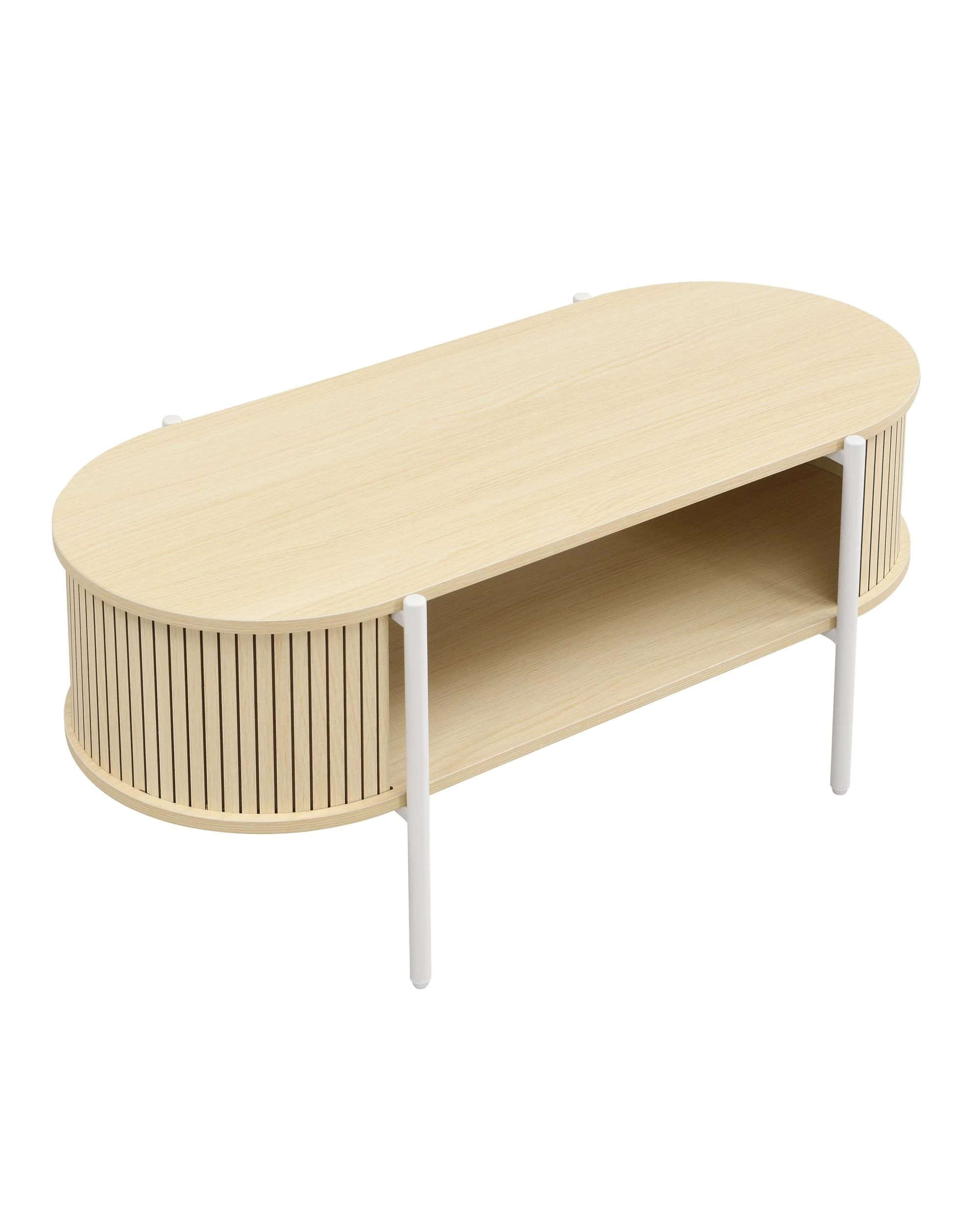 4 Kodu Coffee Table Oval Light Oak - White, 4 of 8