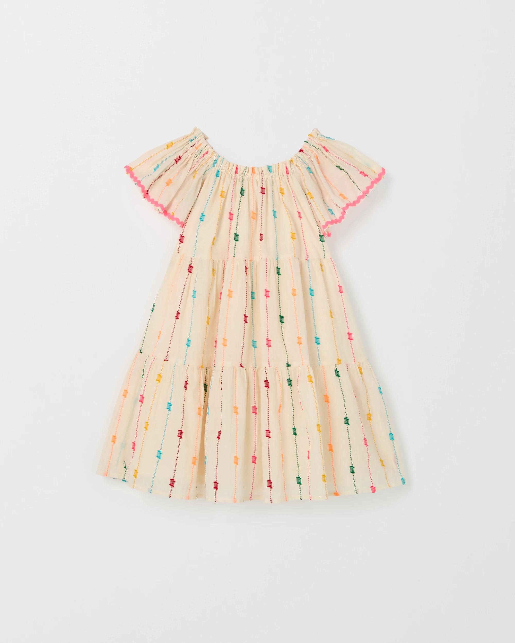 1 Target Kids Fashion Flutter Sleeve Woven Dress WHITE, 1 of 2