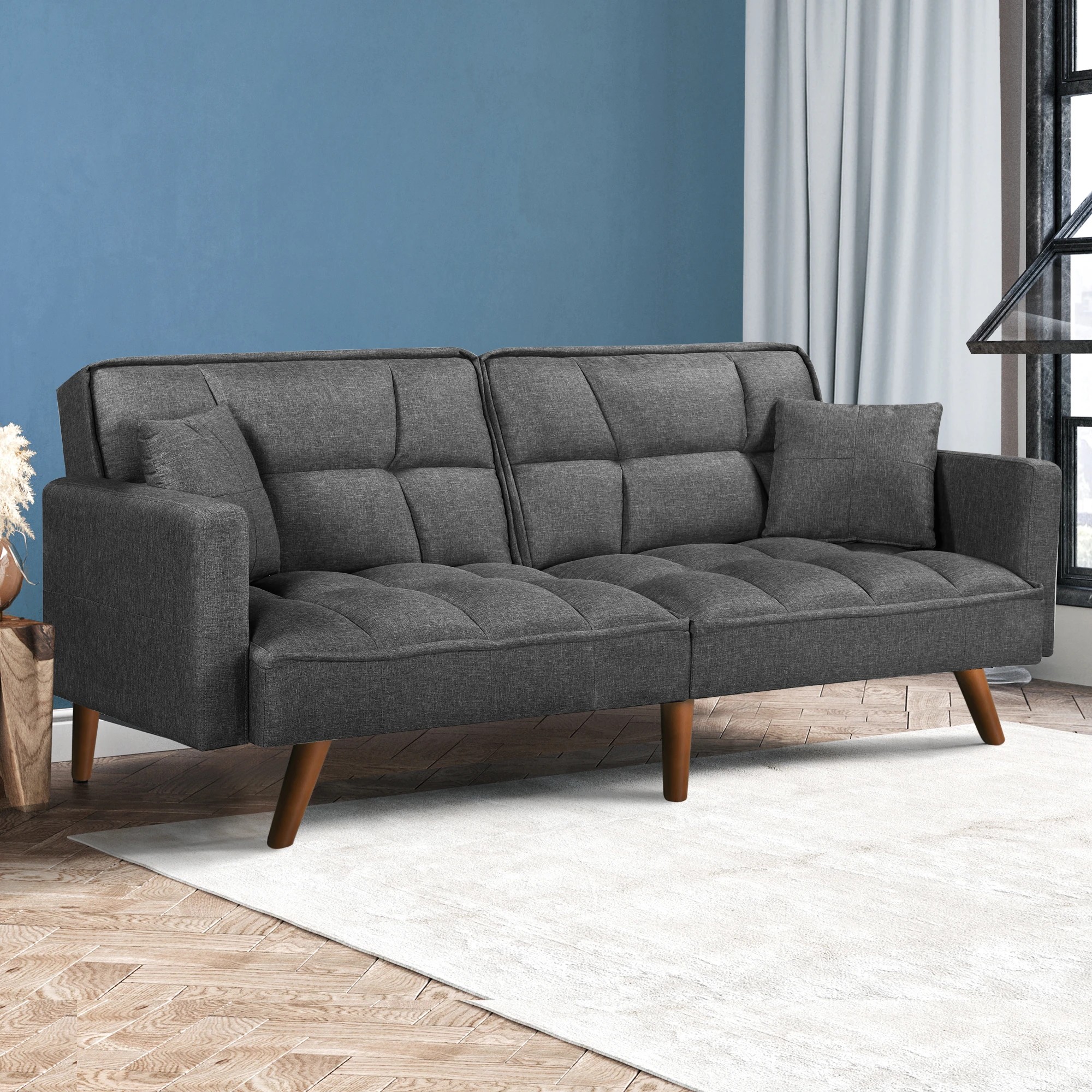 8 Levede Sofa Bed Futon Convertible Fabric Lounge Couch 3 Seater Recliner Dark - Grey, 8 of 8