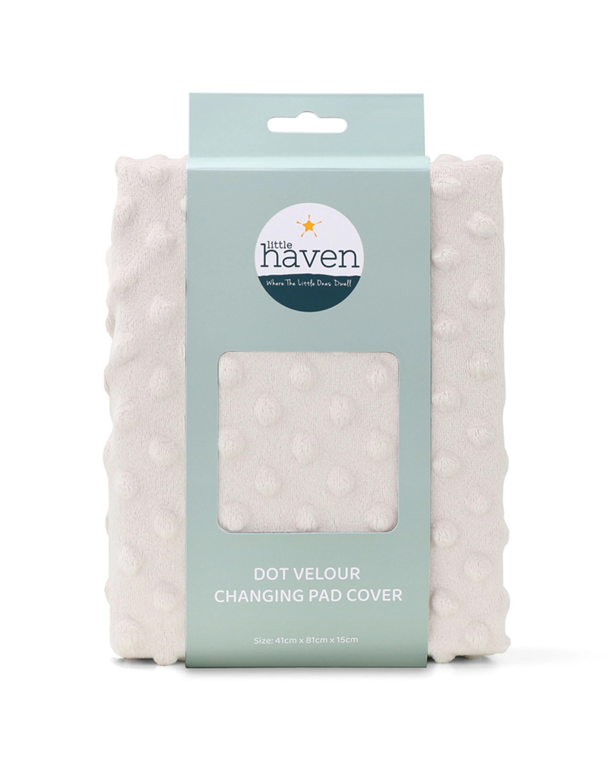 1 Little Haven Dot Velour Changing Pad Cover Super Soft Machine Washable - Beige, 1 of 3