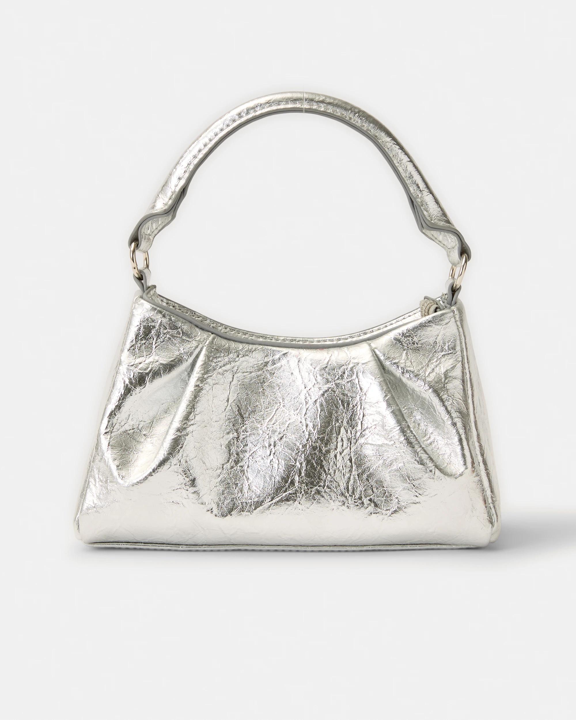 1 Metallic Top Handle Clutch Silver, 1 of 4
