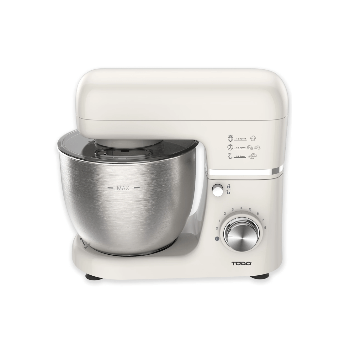 1 TODO 1300W Electric Stand Mixer 5L Stainless Steel Bowl 8 Speed Plus Pulse Control - Cream, 1 of 6