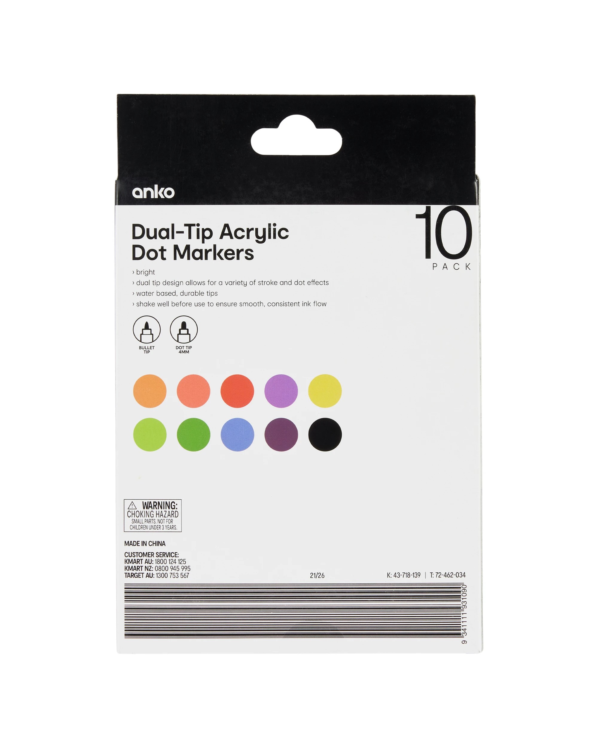 8 10 Pack Dual-Tip Acrylic Dot Markers - Bright, 8 of 8