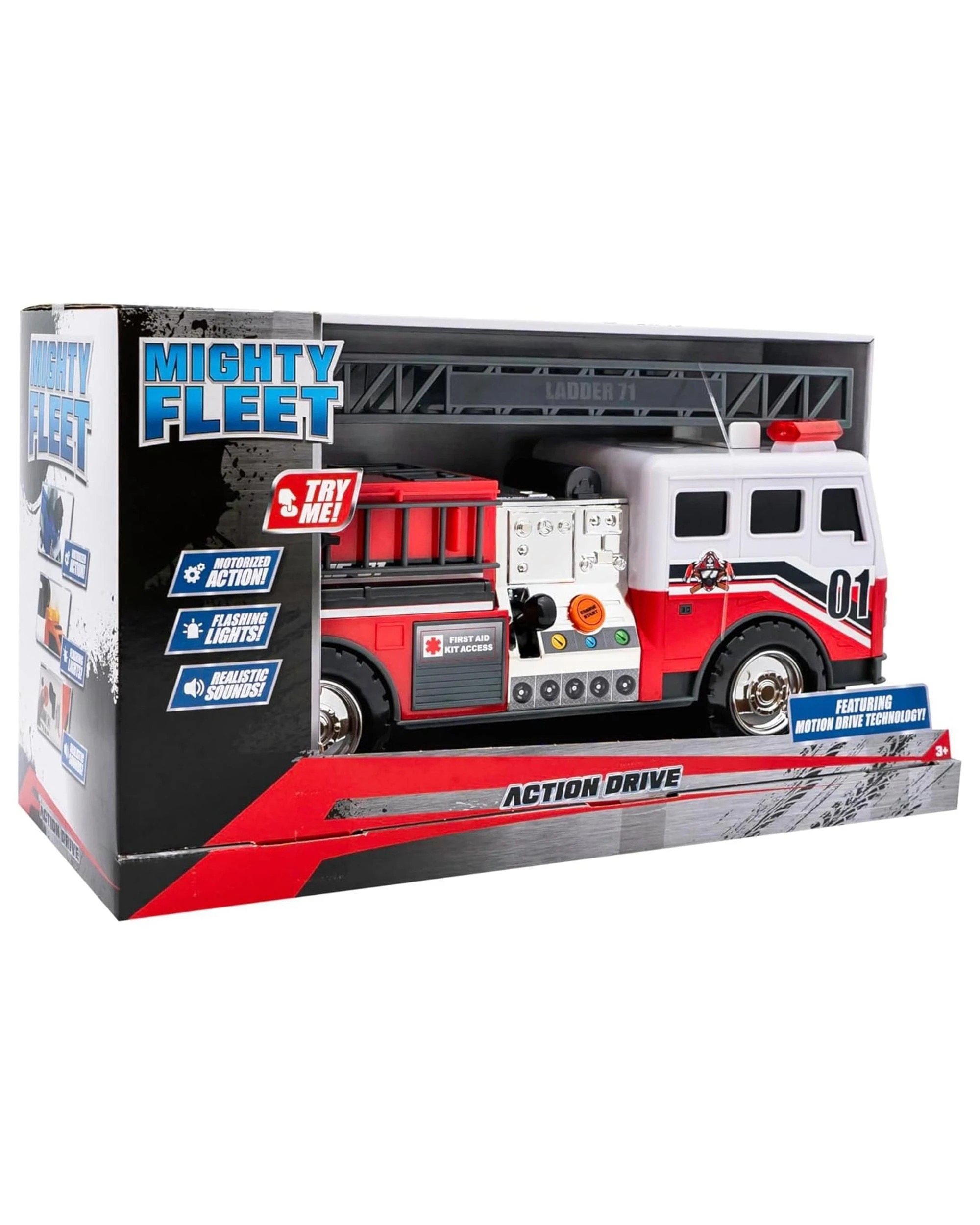 6 Mighty Fleet Action Drive Fire Truck 16 inch Interactive Vehicle, 6 of 7