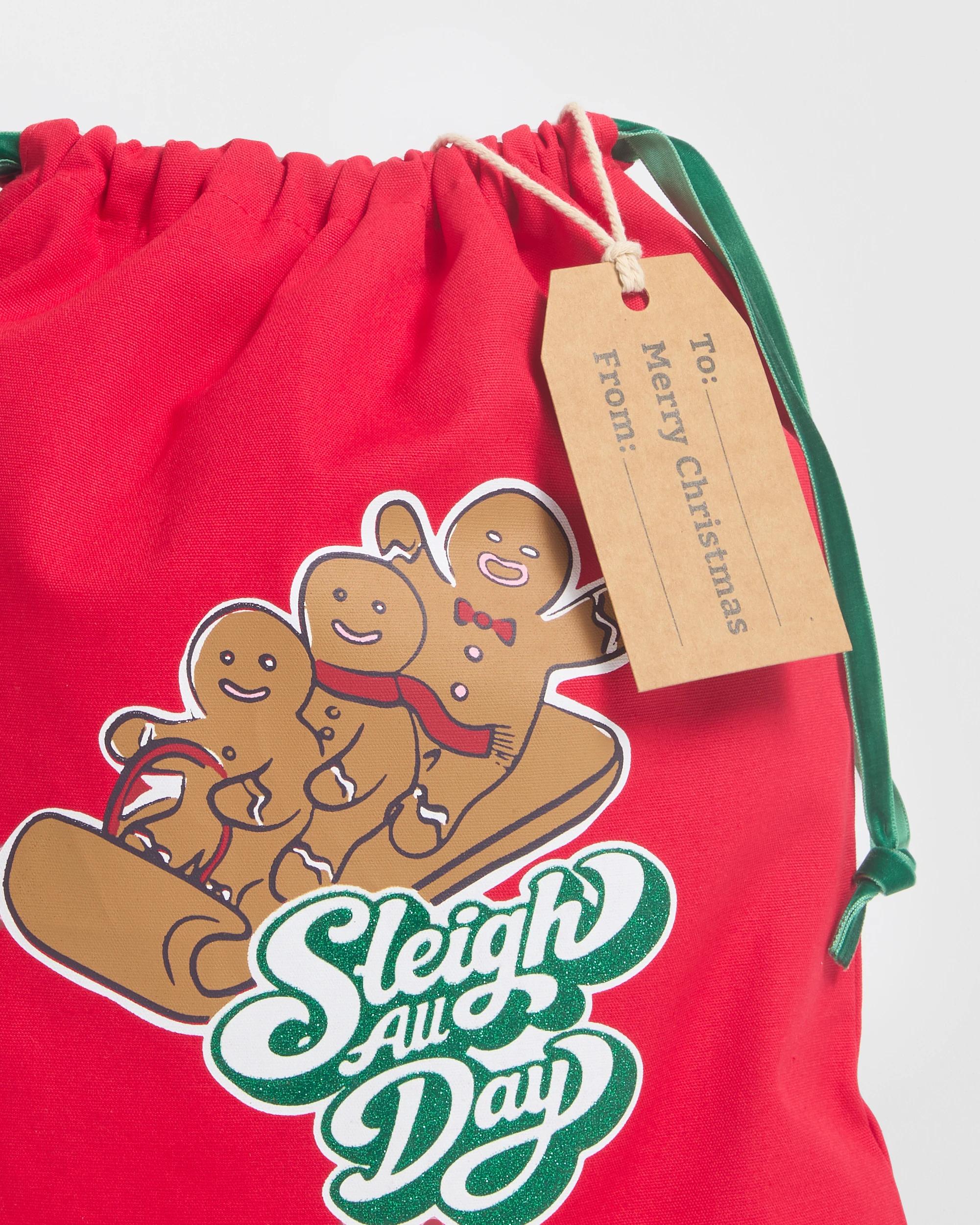 3 Target Kids Christmas Sleigh The Day Drawstring Bag RED, 3 of 4