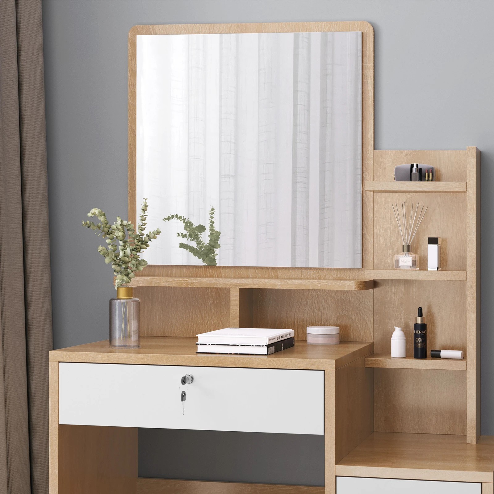 4 Alfordson Dressing Table Stool Makeup Mirror Vanity Desk - Natural, 4 of 10