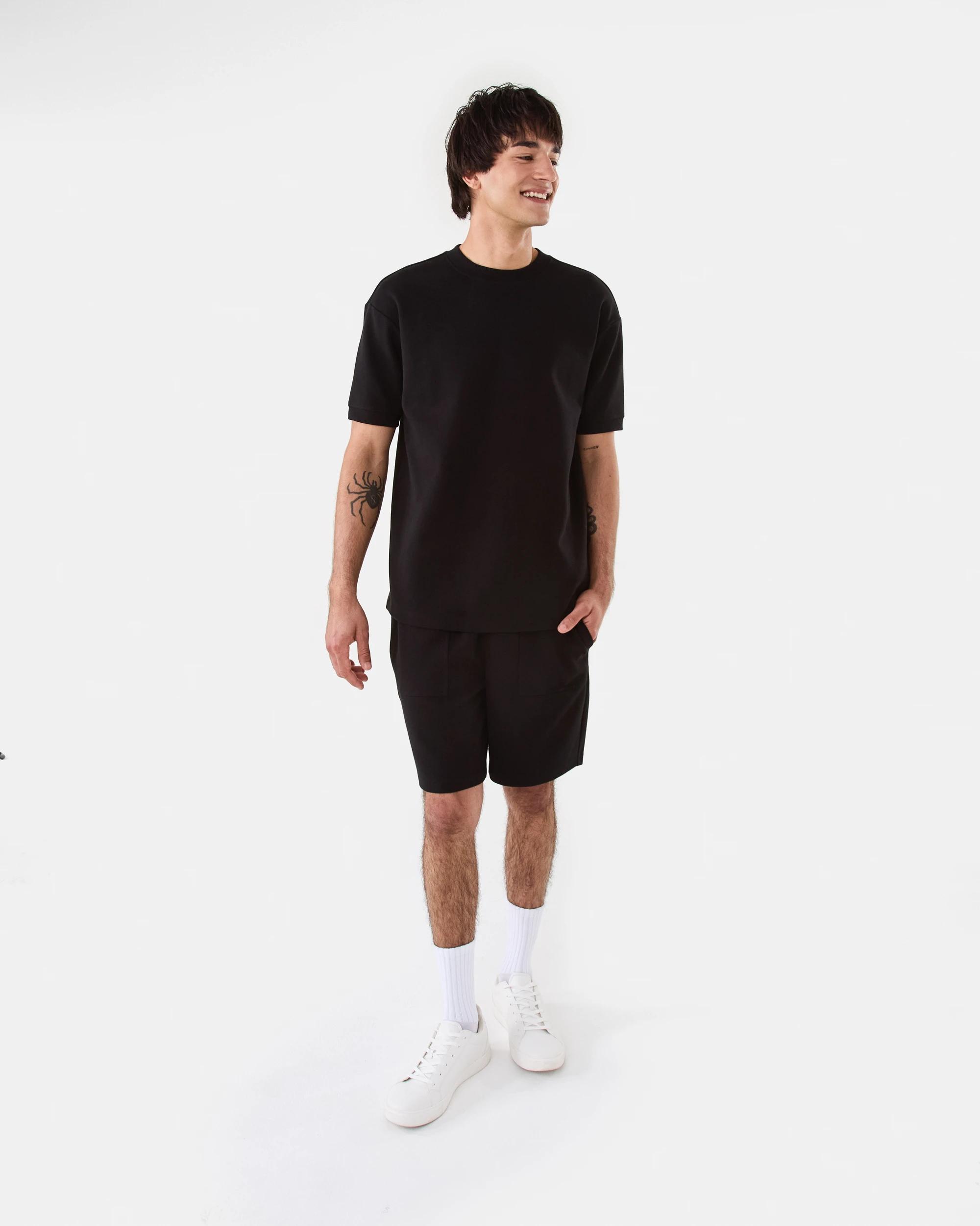 2 Elastic Waist Interlock Knit Shorts Black, 2 of 6