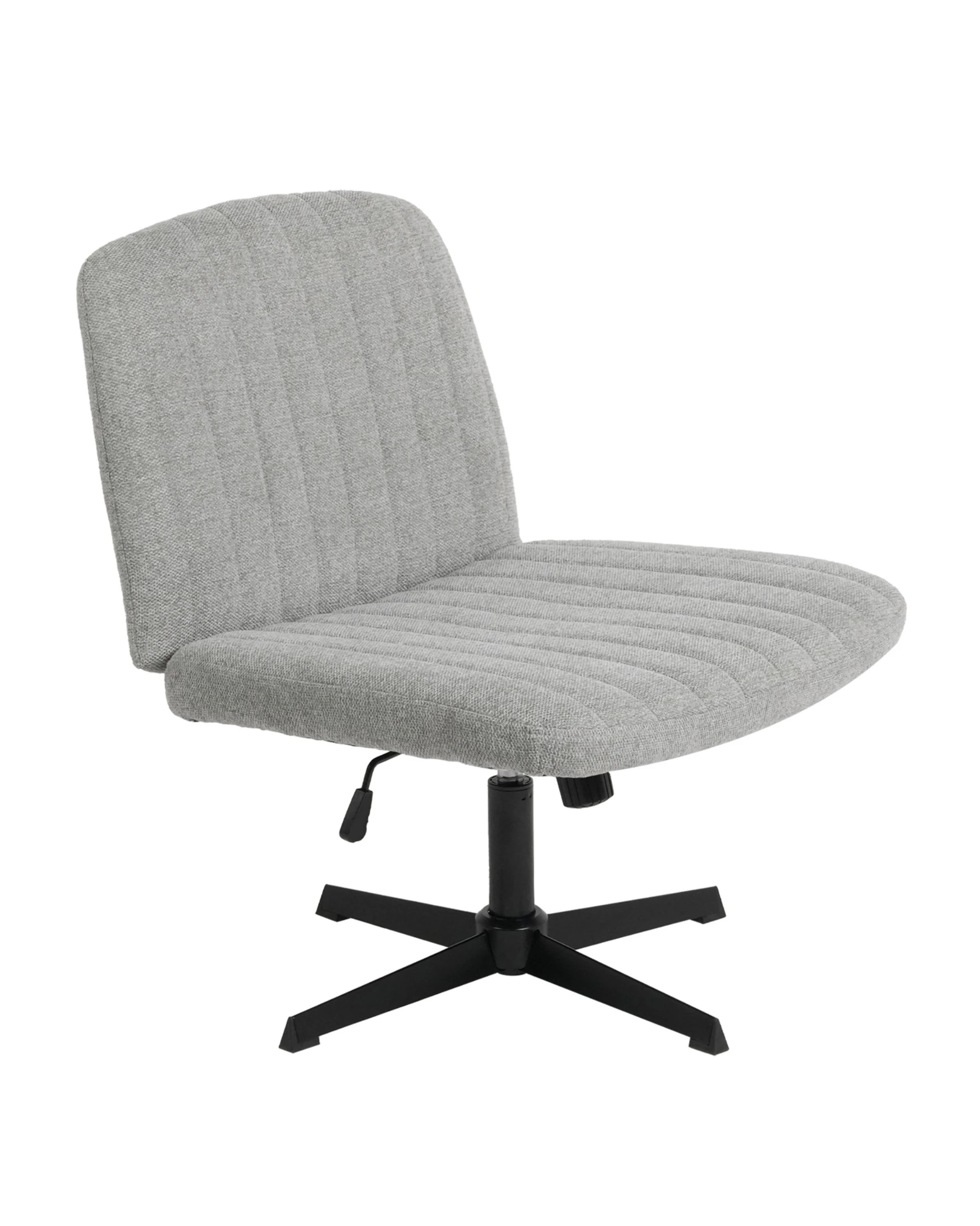 1 Advwin Armless Office Chair Swivel Vanity Chair No Wheel Grey, 1 of 9