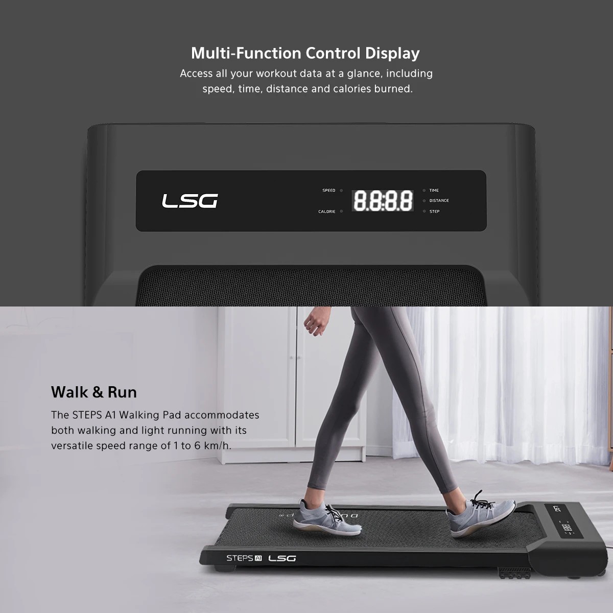 6 LSG Steps A1 Walking Pad Under Desk Treadmill - Black, 6 of 9