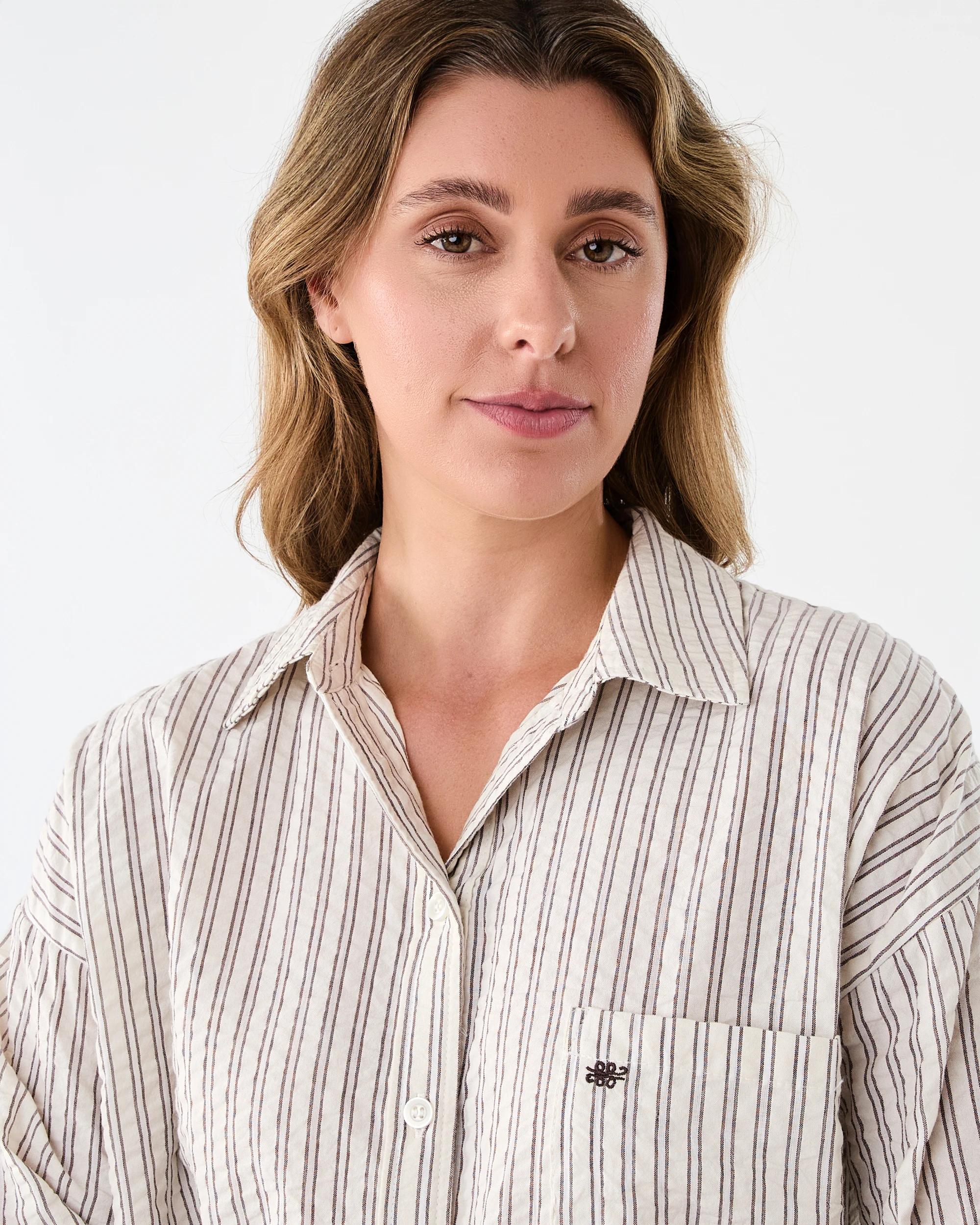 4 Long Sleeve Oversized Seersucker Shirt Dbl Strp, 4 of 9