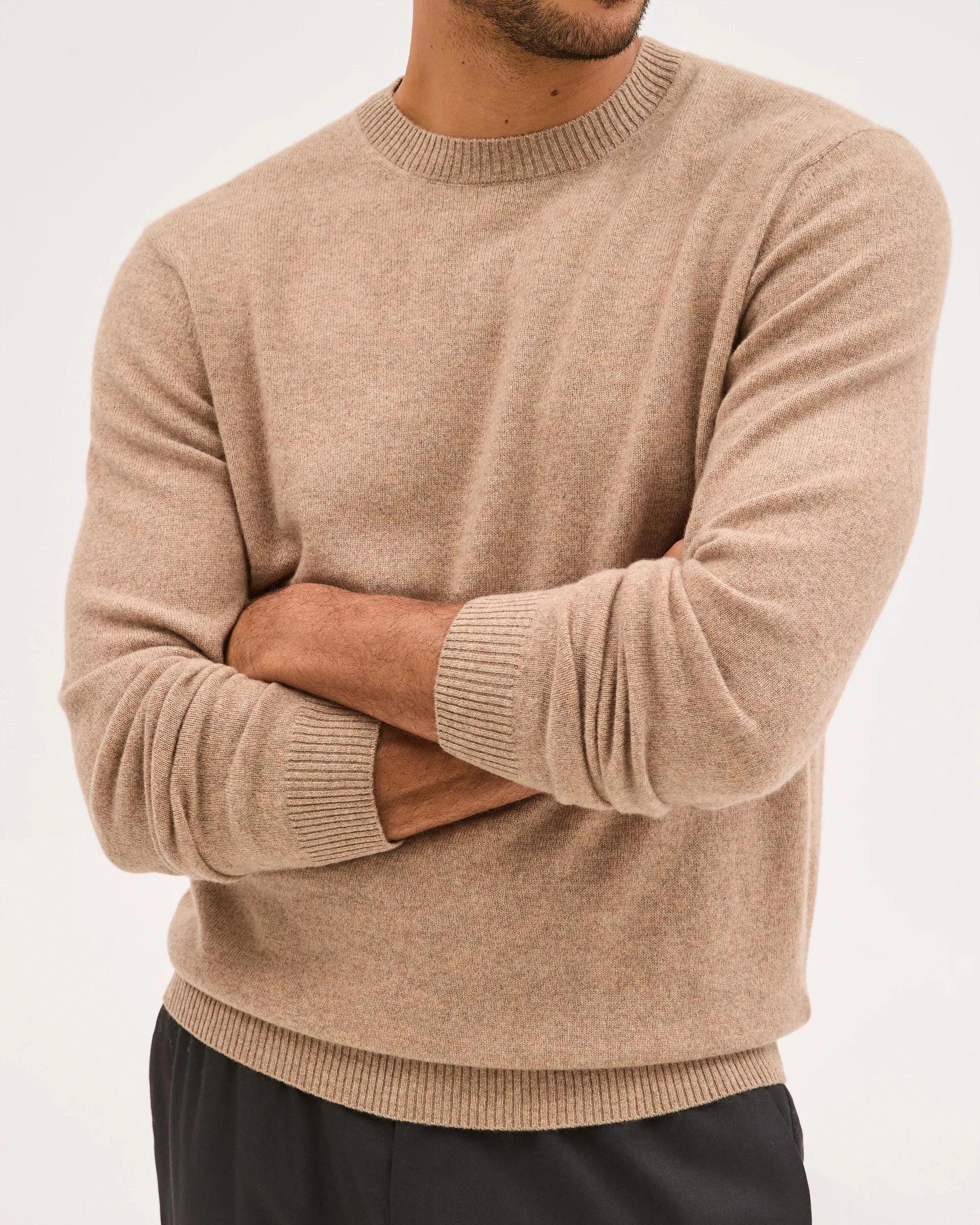 5 Preview Cashmere Crew Neck Knit Jumper OATMEAL, 5 of 6