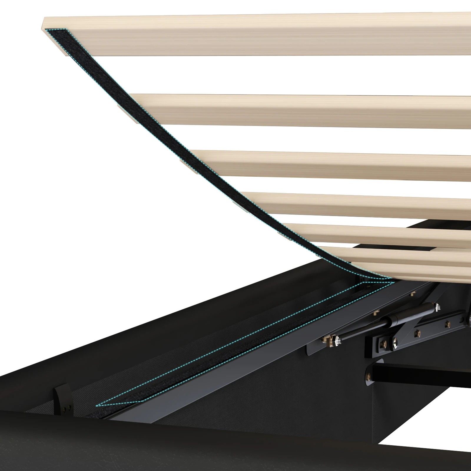 10 Alfordson Bed Frame Single Size Gas Lift Storage Base Wooden Milton - Black, 10 of 10