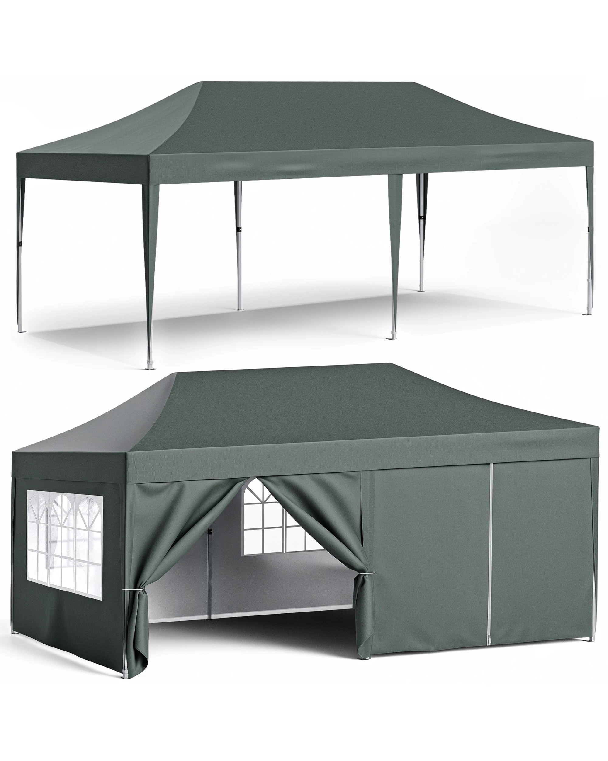 7 Advwin 3×6m Pop Up Canopy Tent with 6 Sidewalls - Gray, 7 of 7