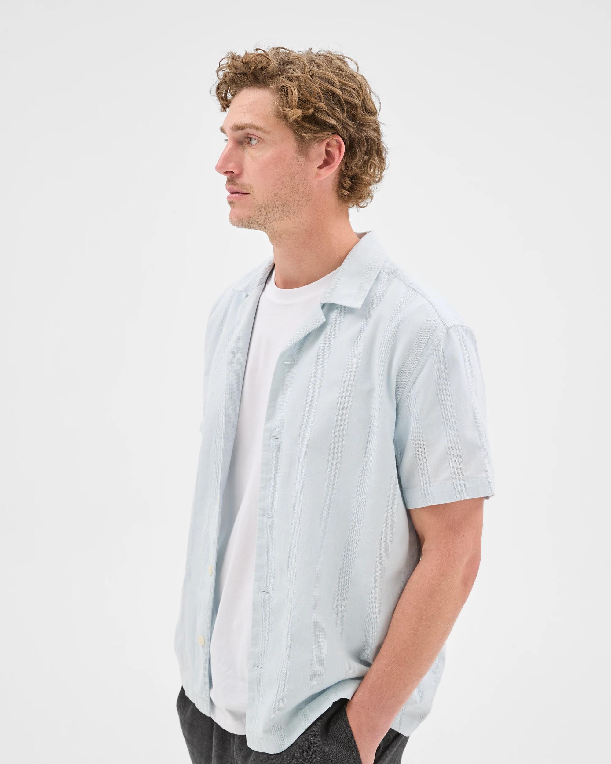 5 Target Man Short Sleeve Self Stripe Shirt CHAMBRAY, 5 of 6