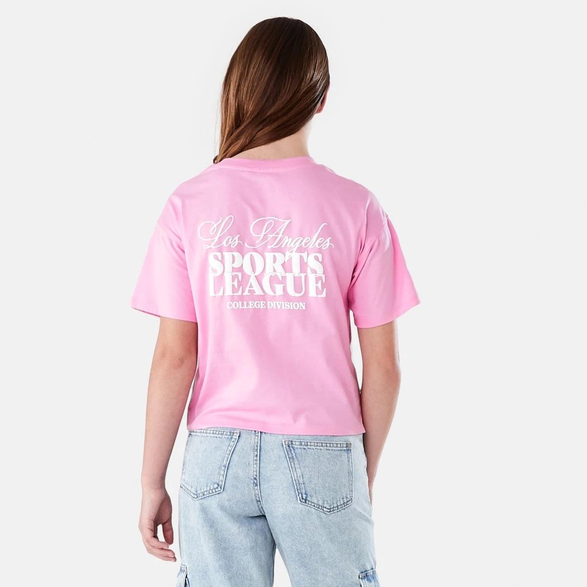 2 Short Sleeve Cropped Print T-shirt LA SPORTS LEAGUE VIOLET PINK, 2 of 8
